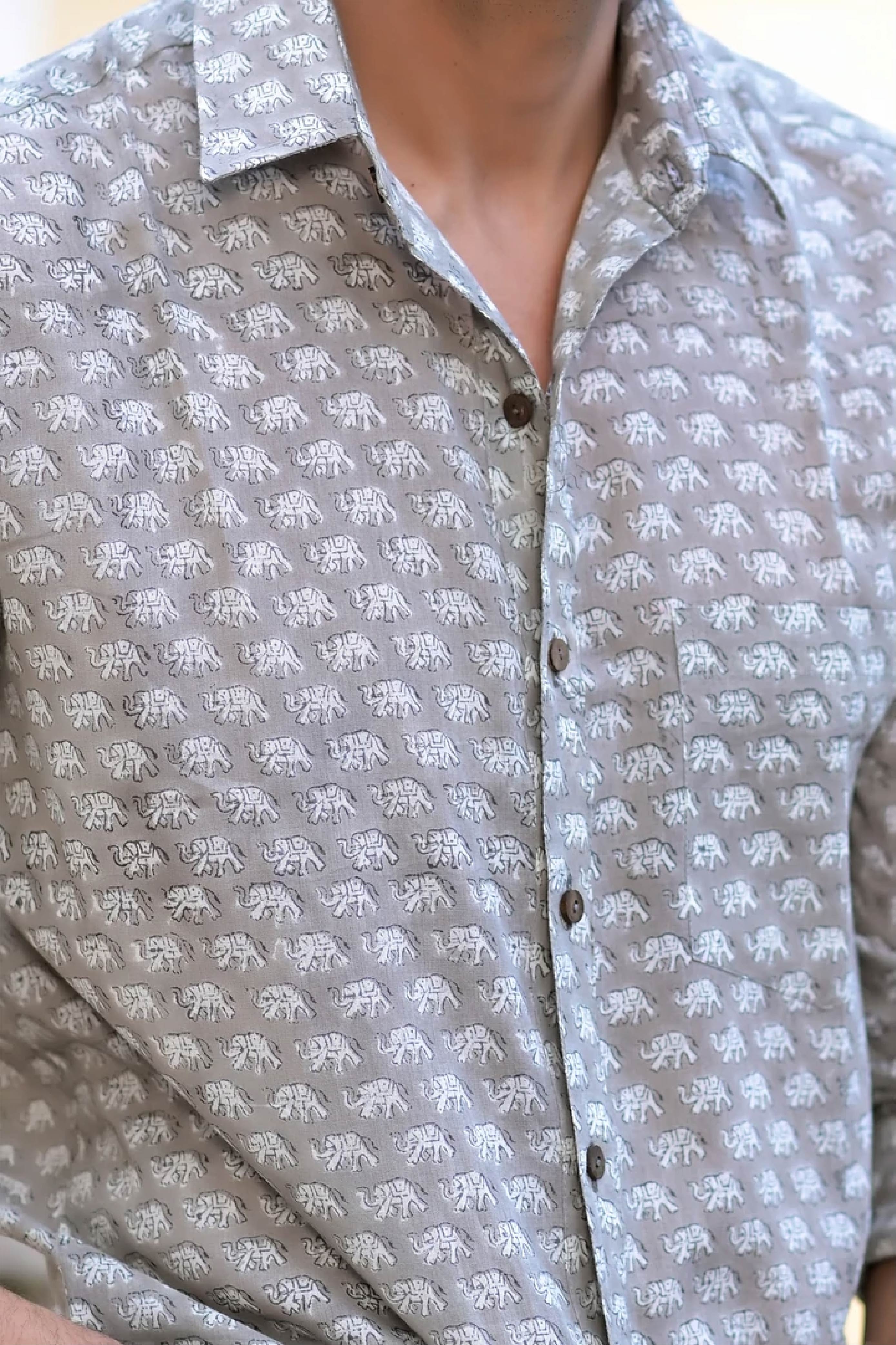 Men Full Sleeve Shirt Brown Elephant