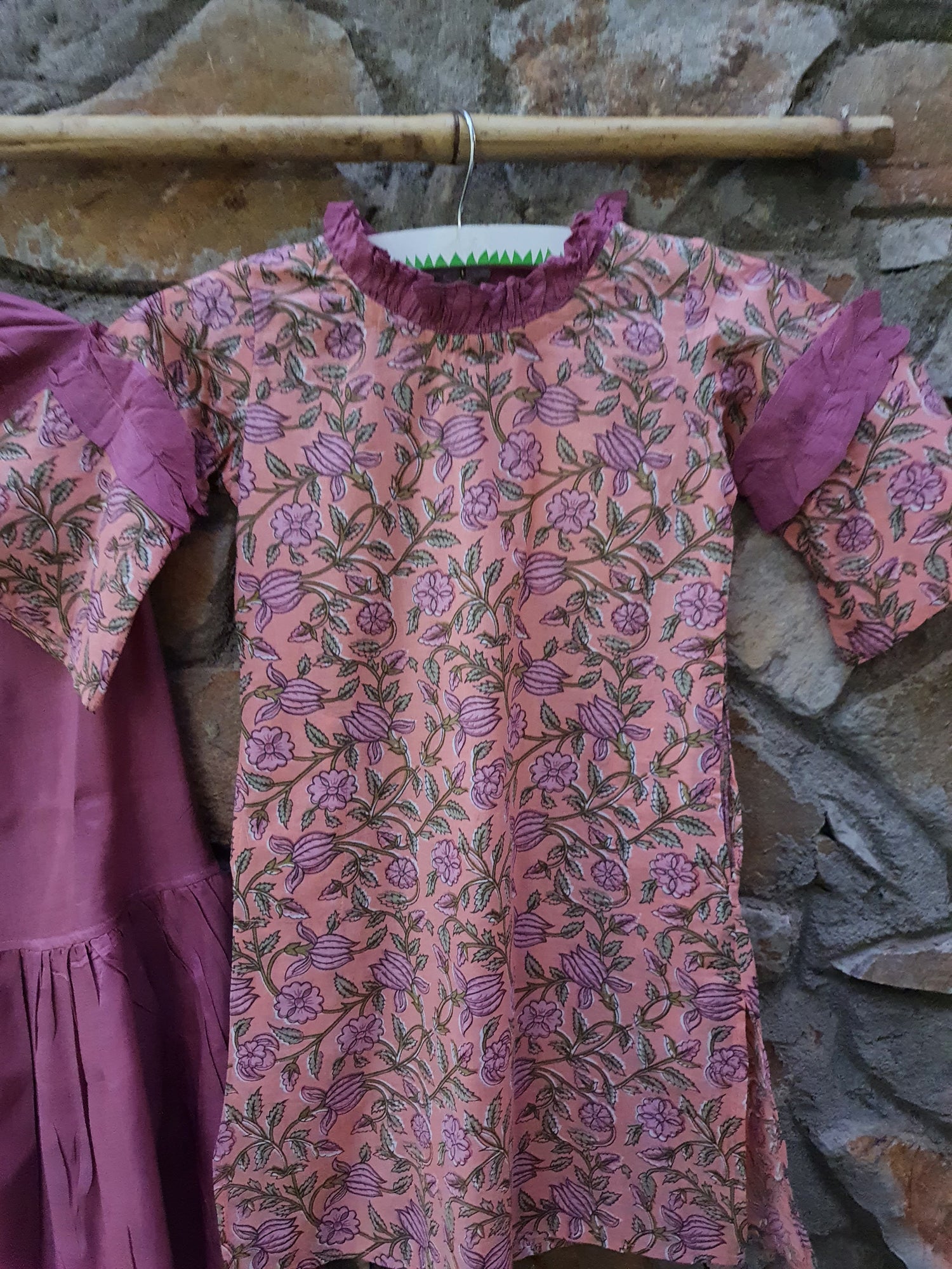 Girl Onion Pink Jaal Sharara Set-Set Of 3