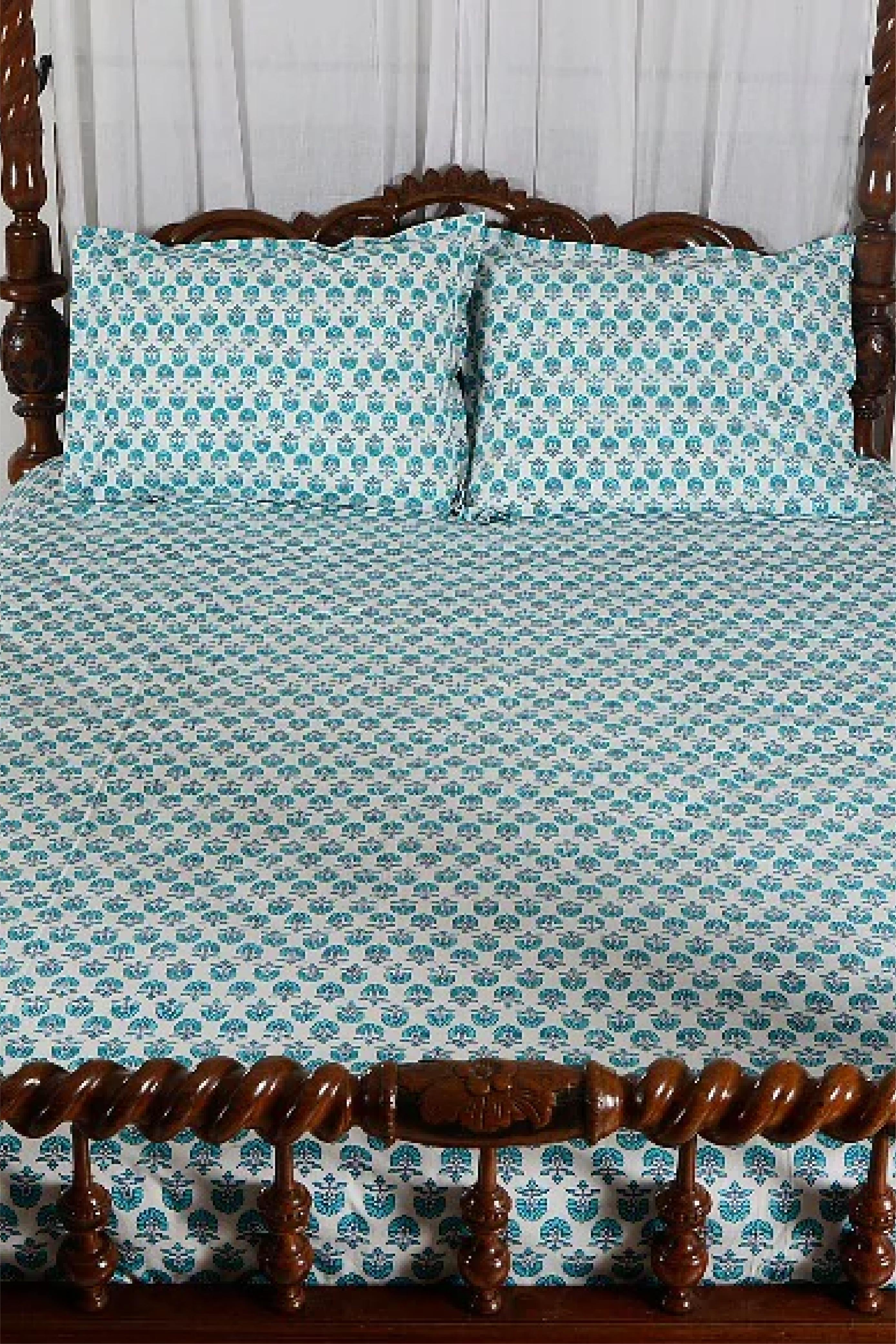 Aqua Motif Bed Sheet