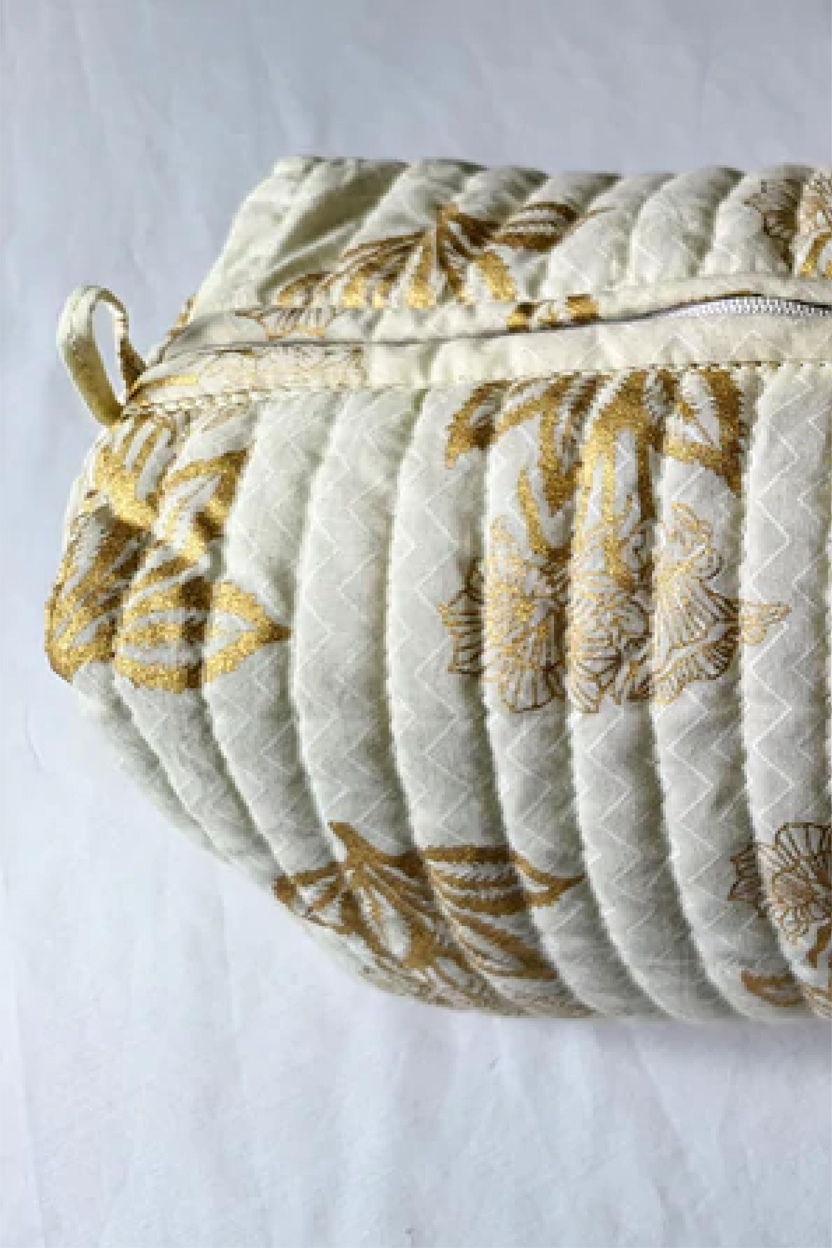 Gold Printed-Quilted Pouch Set S/3
