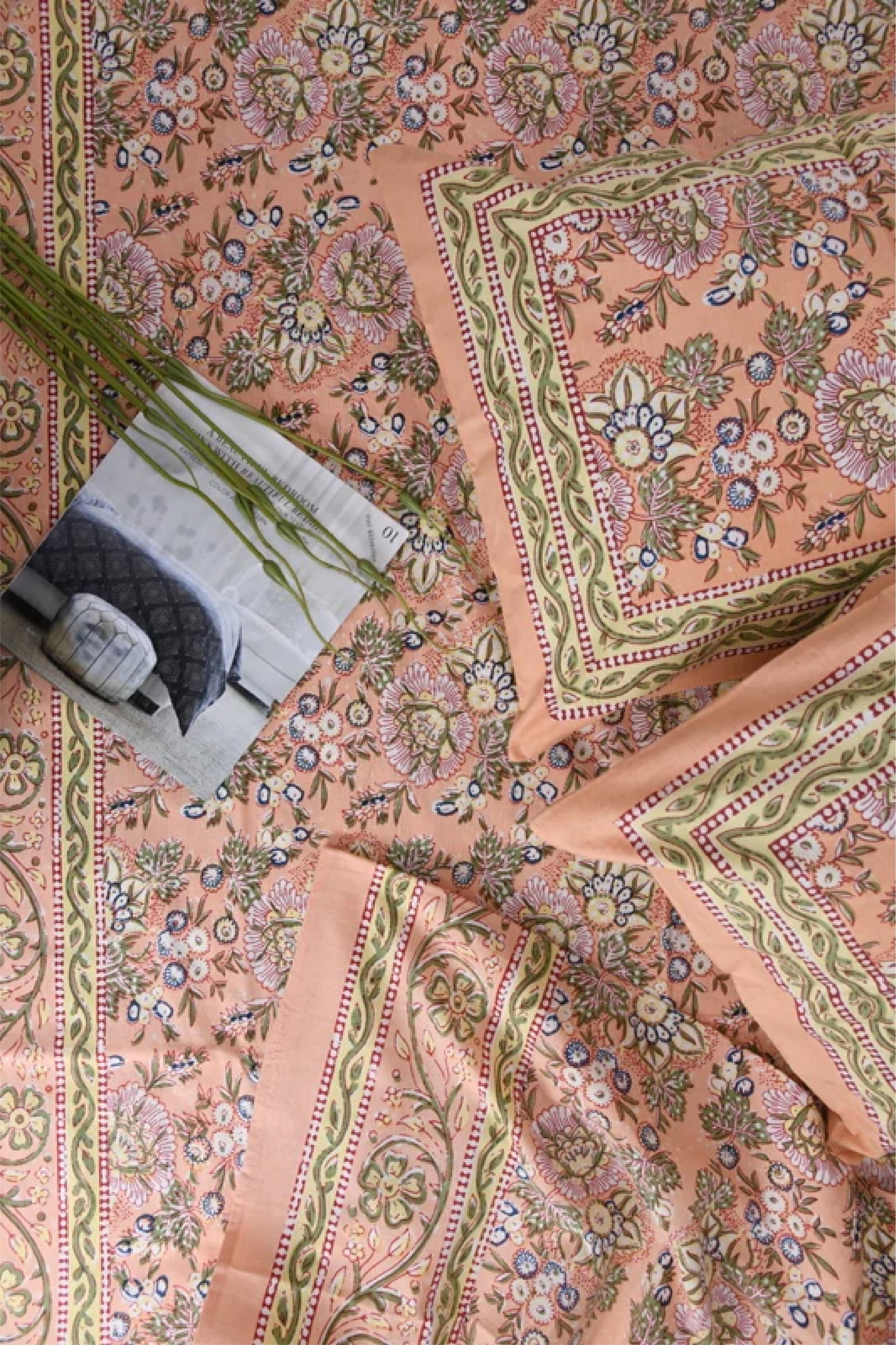 Peach Jaal Bed Sheet