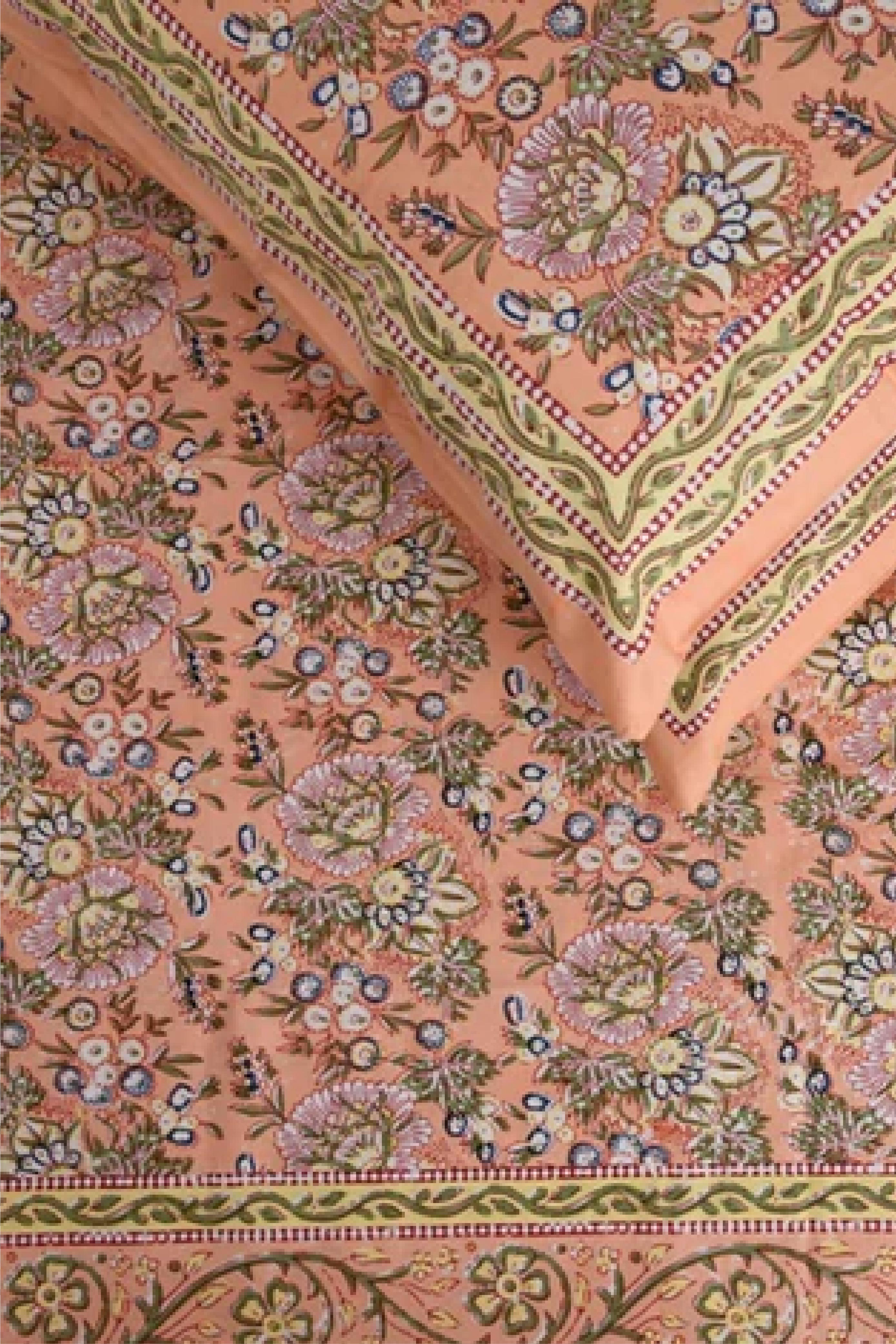 Peach Jaal Bed Sheet