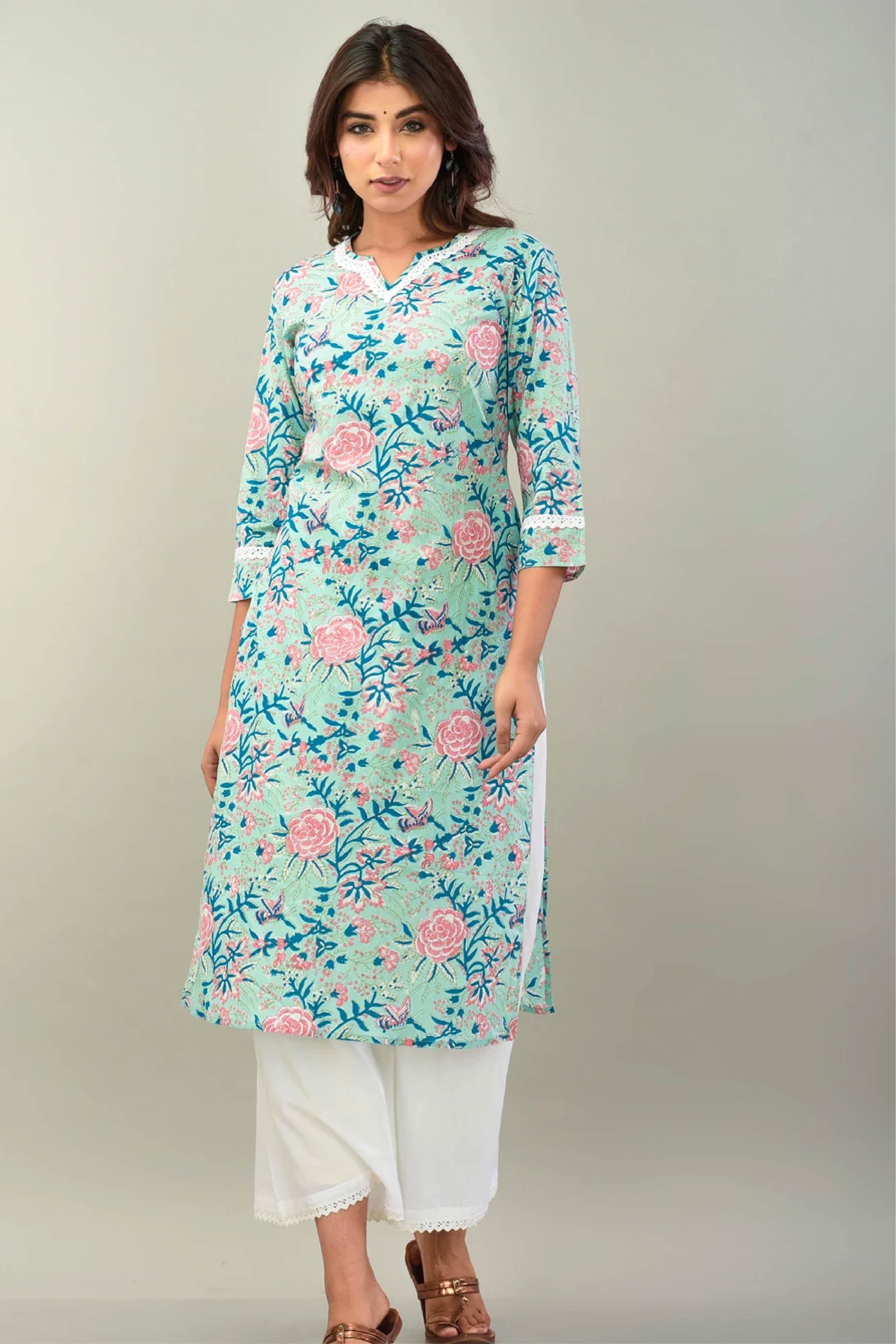 Kurta Set Women Set of 2 Rose Blue