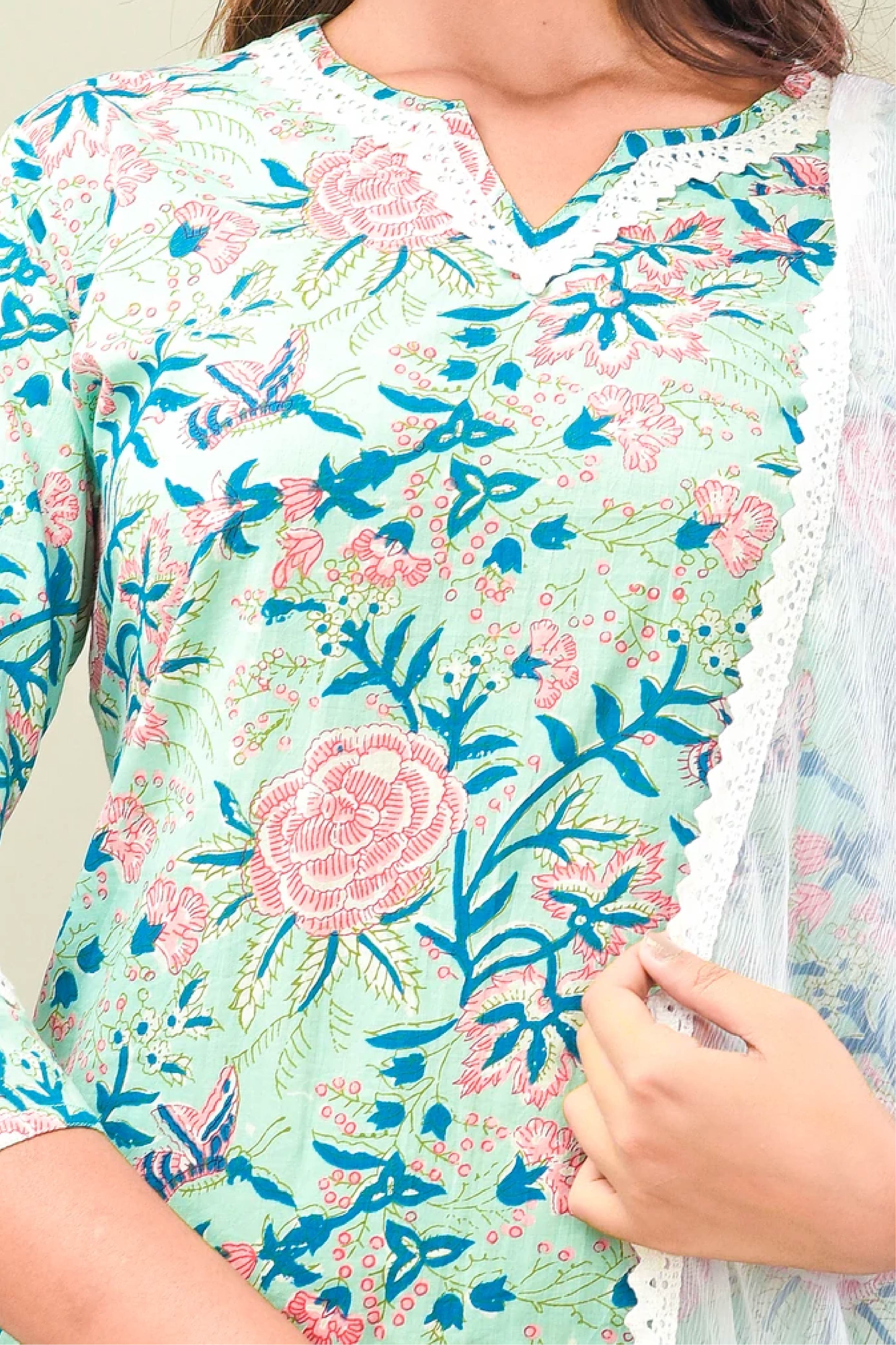 Kurta Set Women Set of 2 Rose Blue