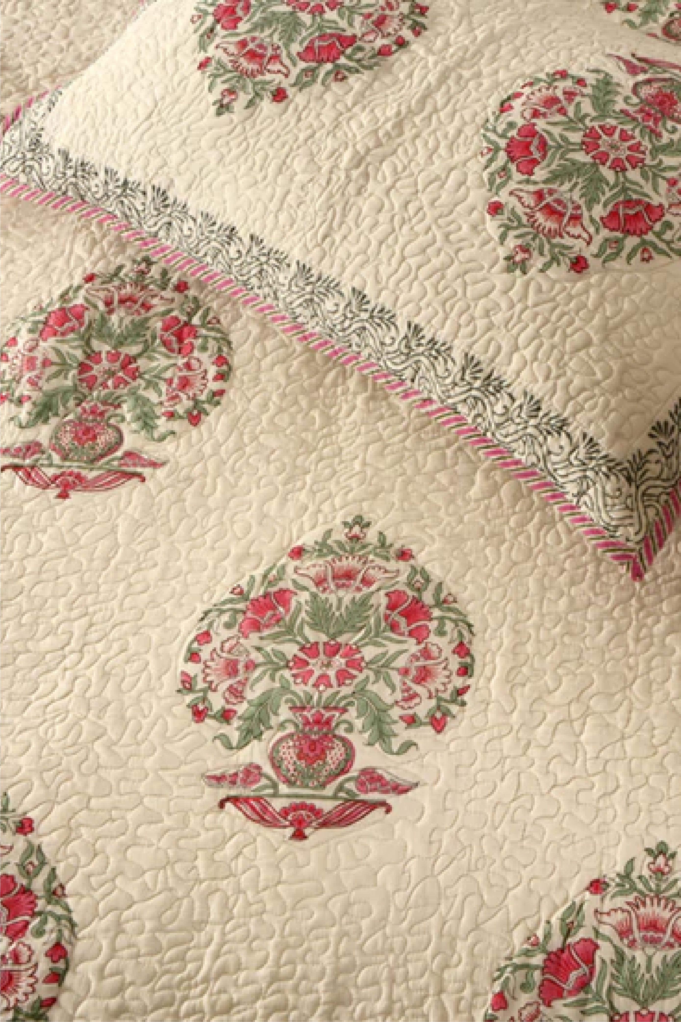 Pink & Green - Quilted Bedcover