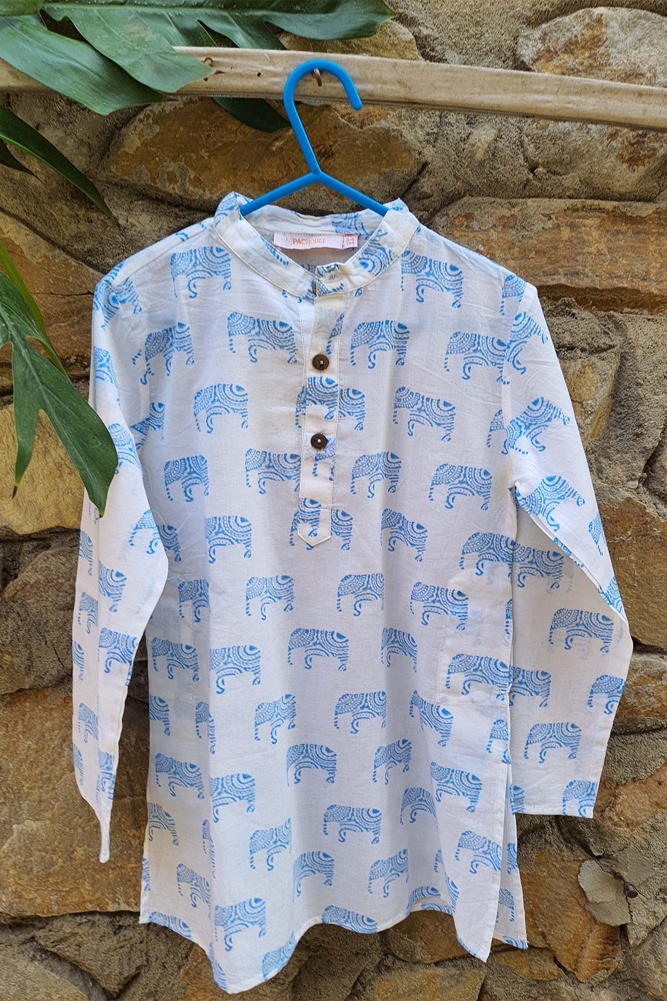 Boy Elephant Teal Kurta