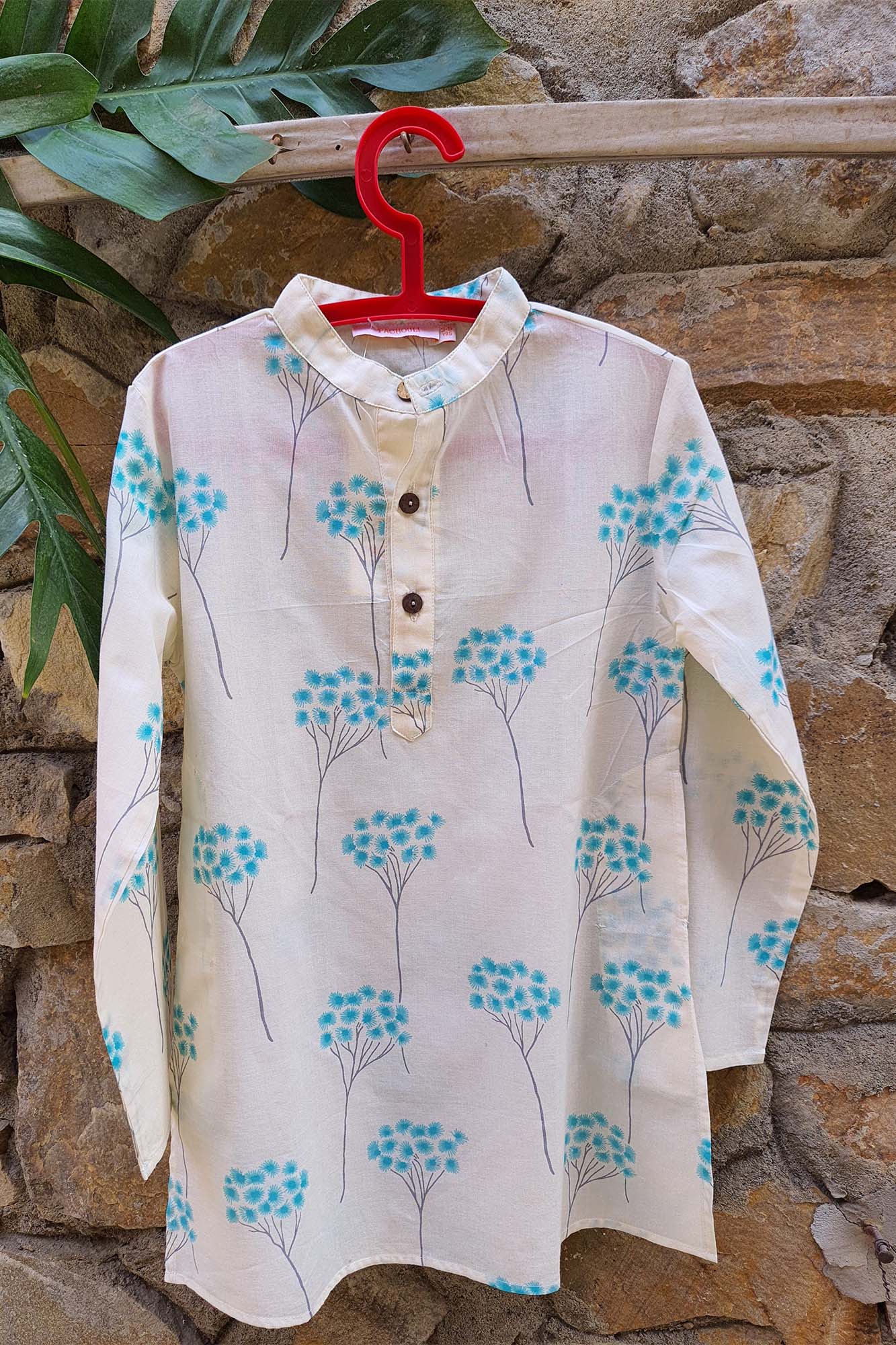 Boy Floral Teal Kurta