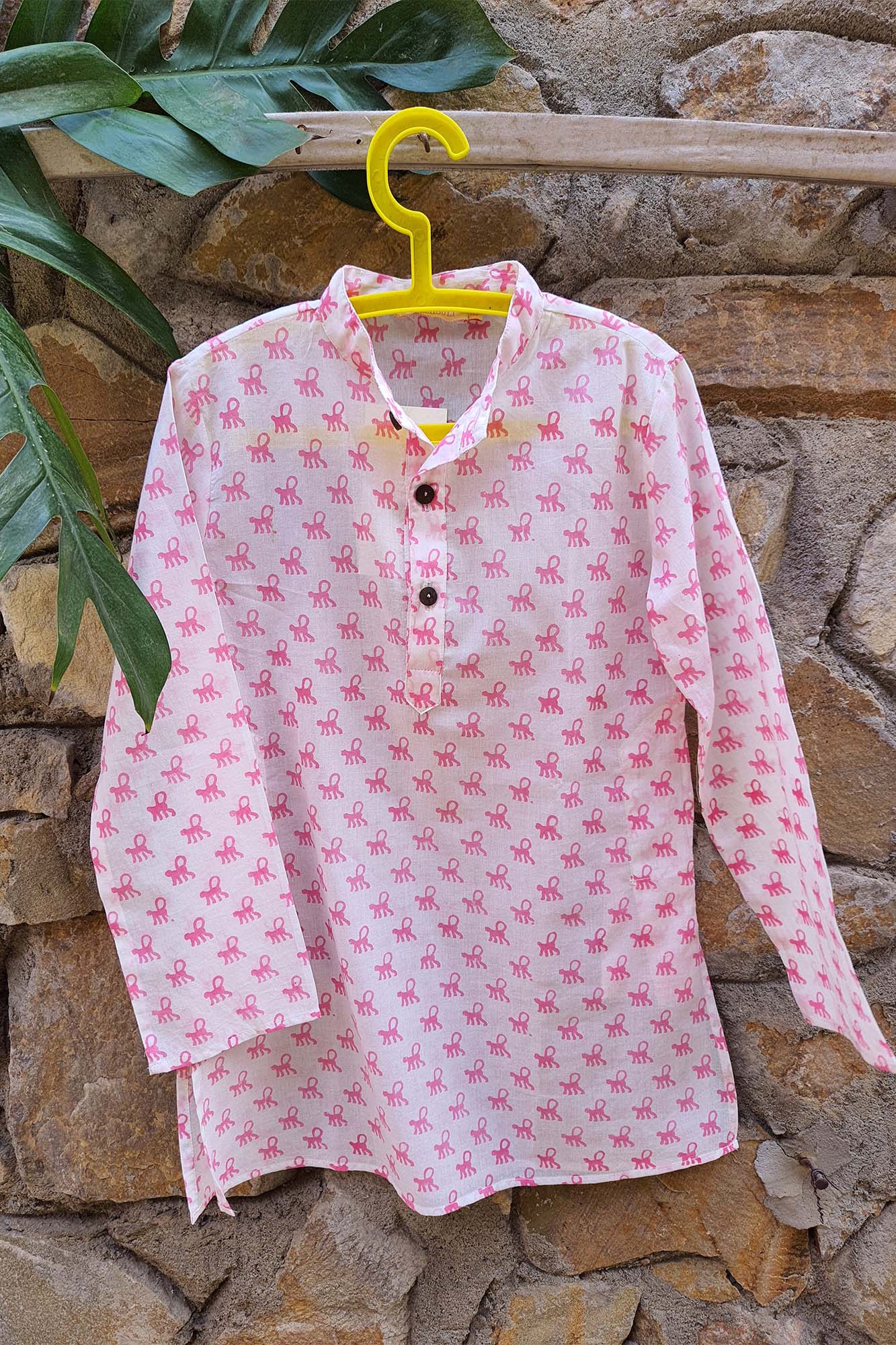 Kurta Boy Monkey Pink