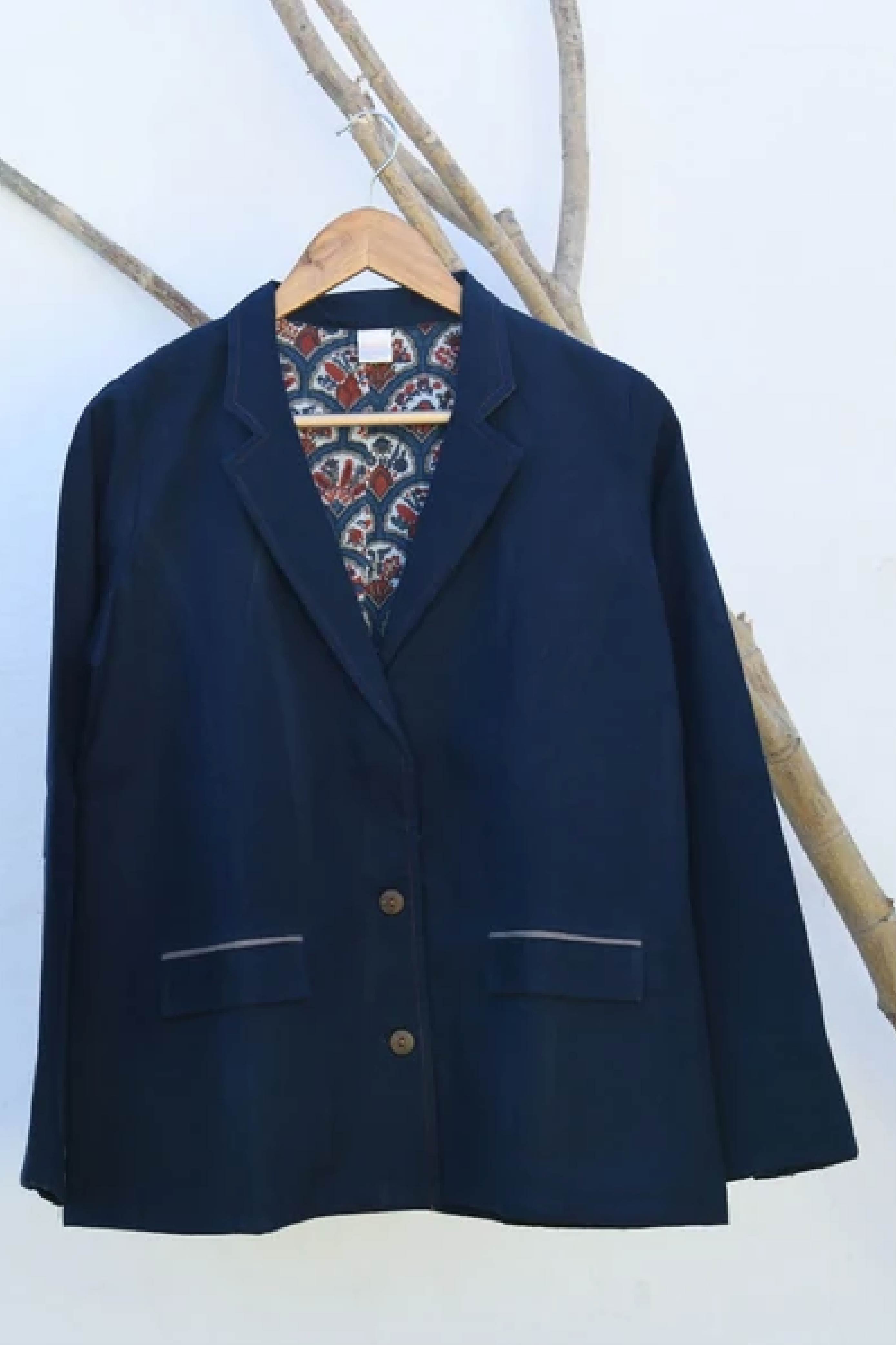 Women Blue Solid Blazer