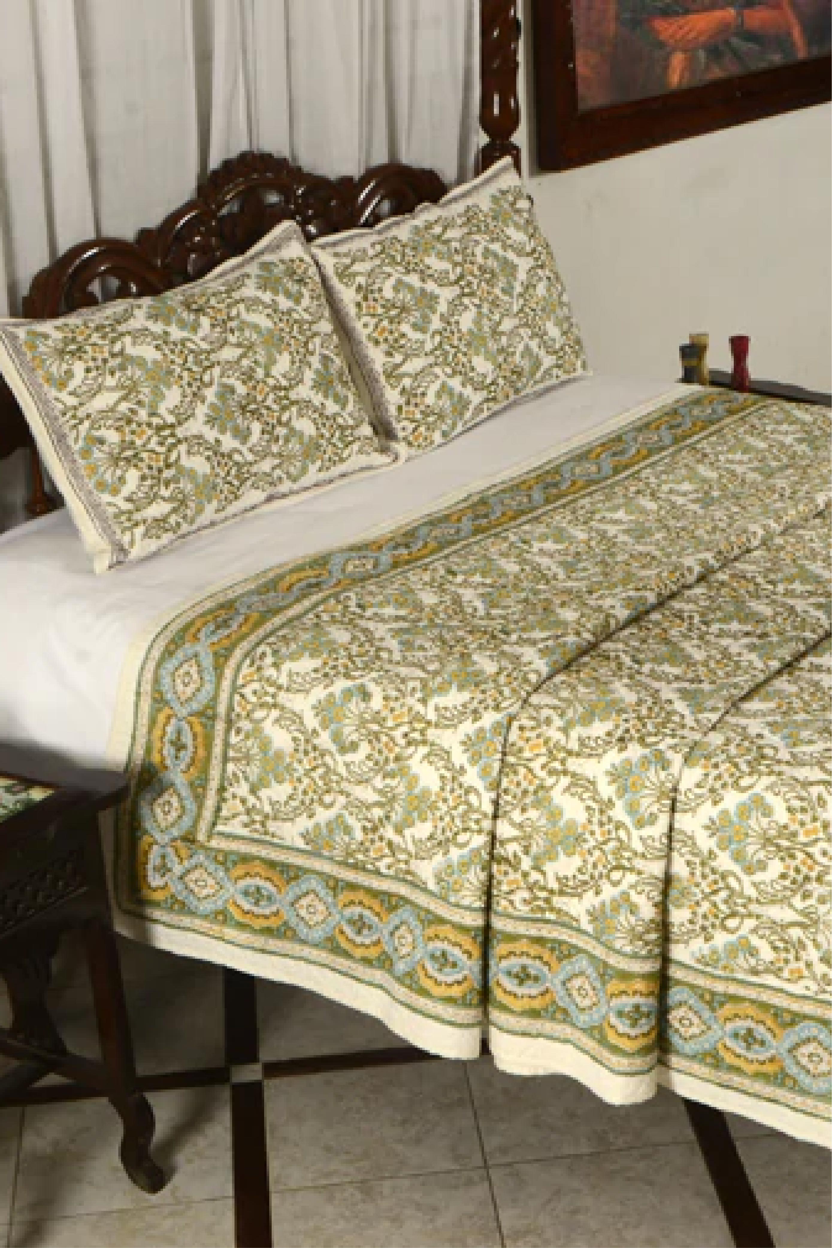 Green Garden - Quilted Bedcover