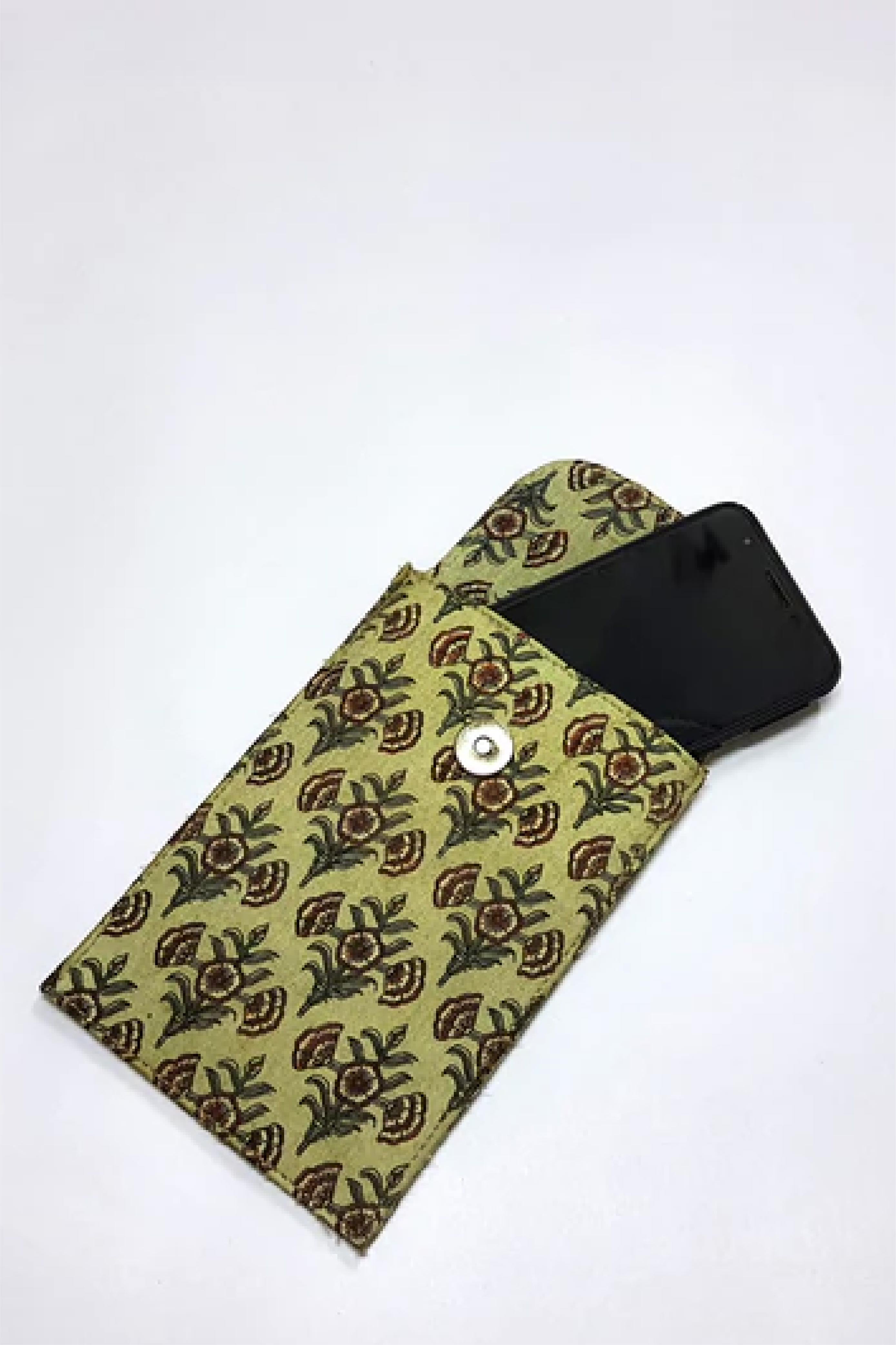 Green Block Printed - Pouch