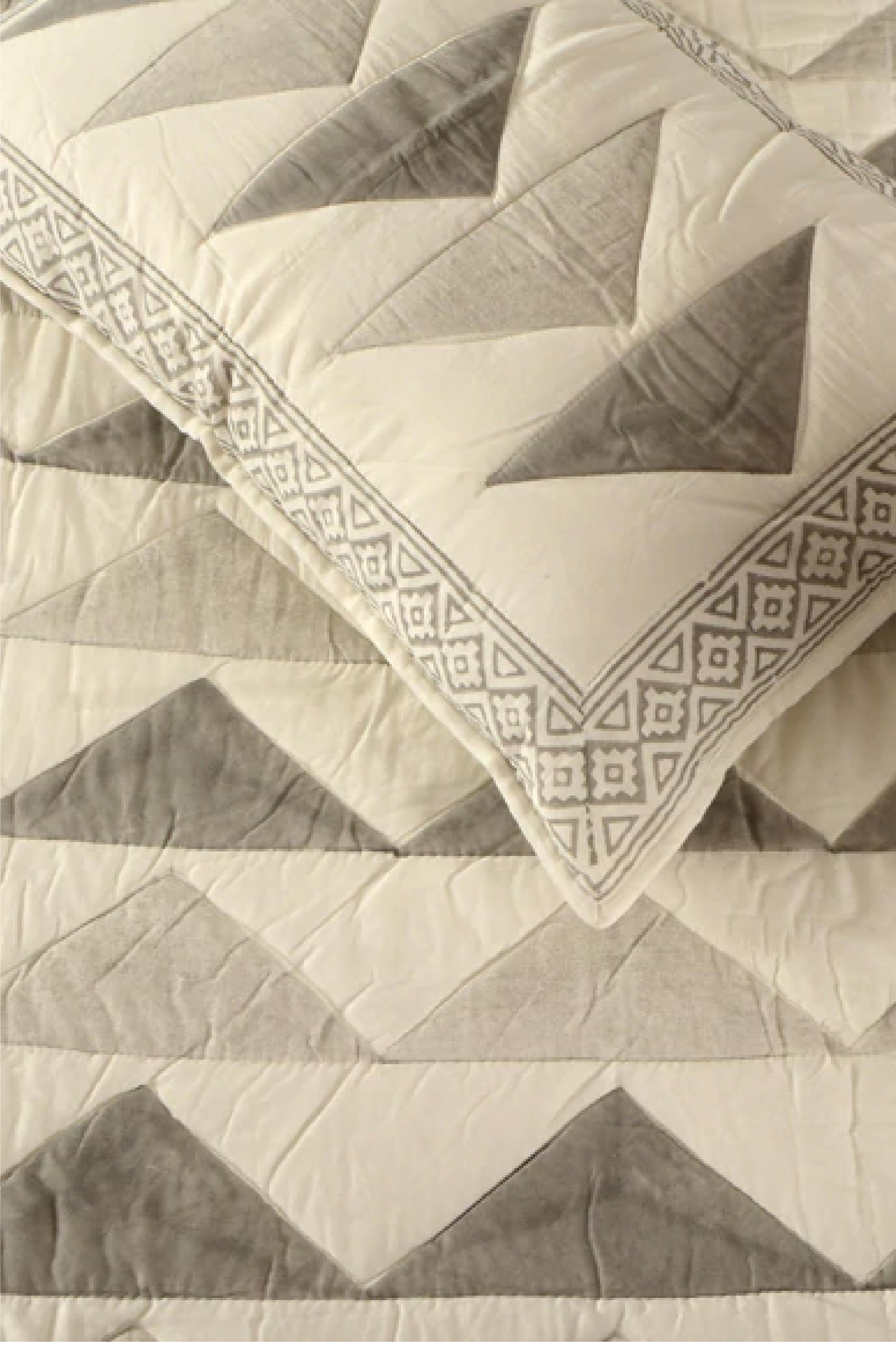 Brown Geo-triangle Quilted Bedcover