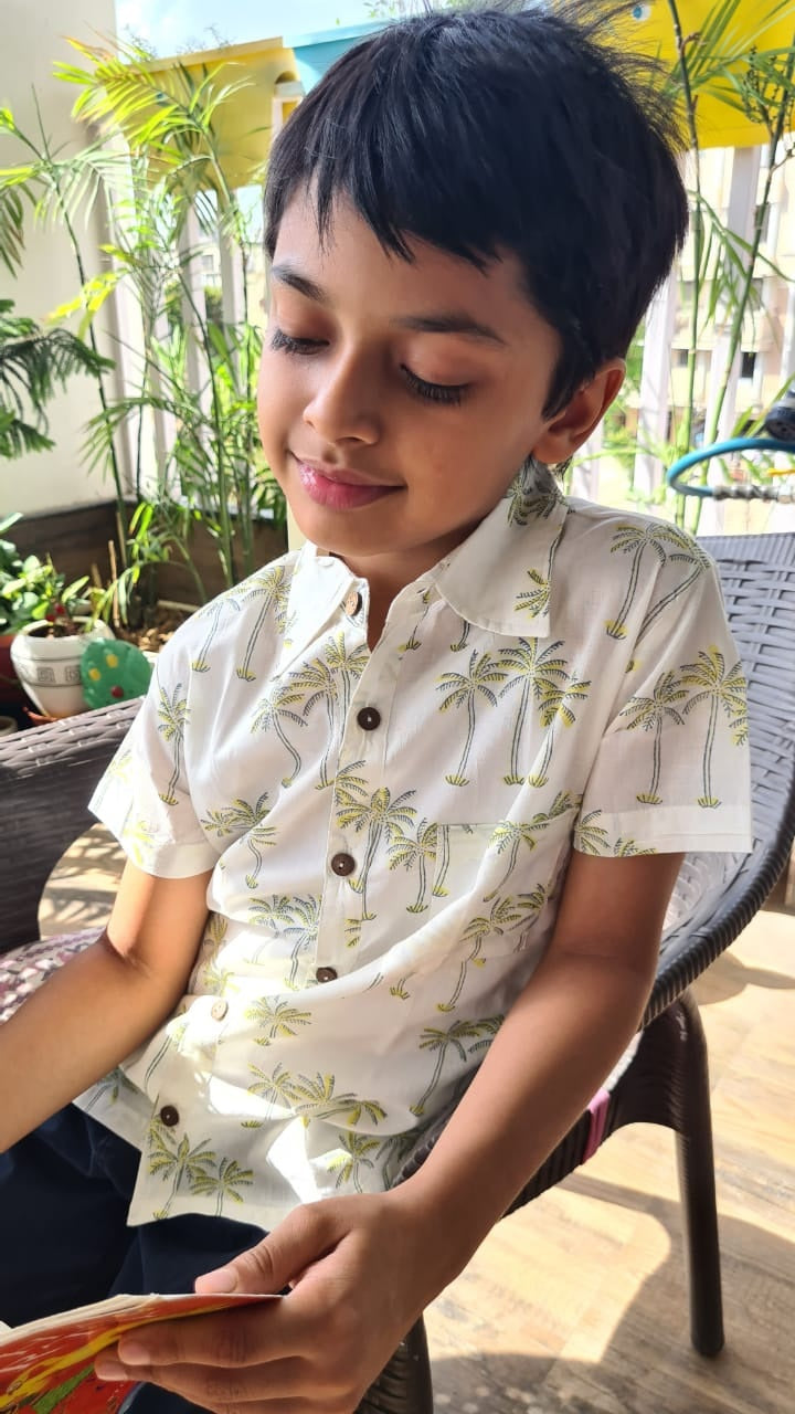Boys Palm Green Shirt