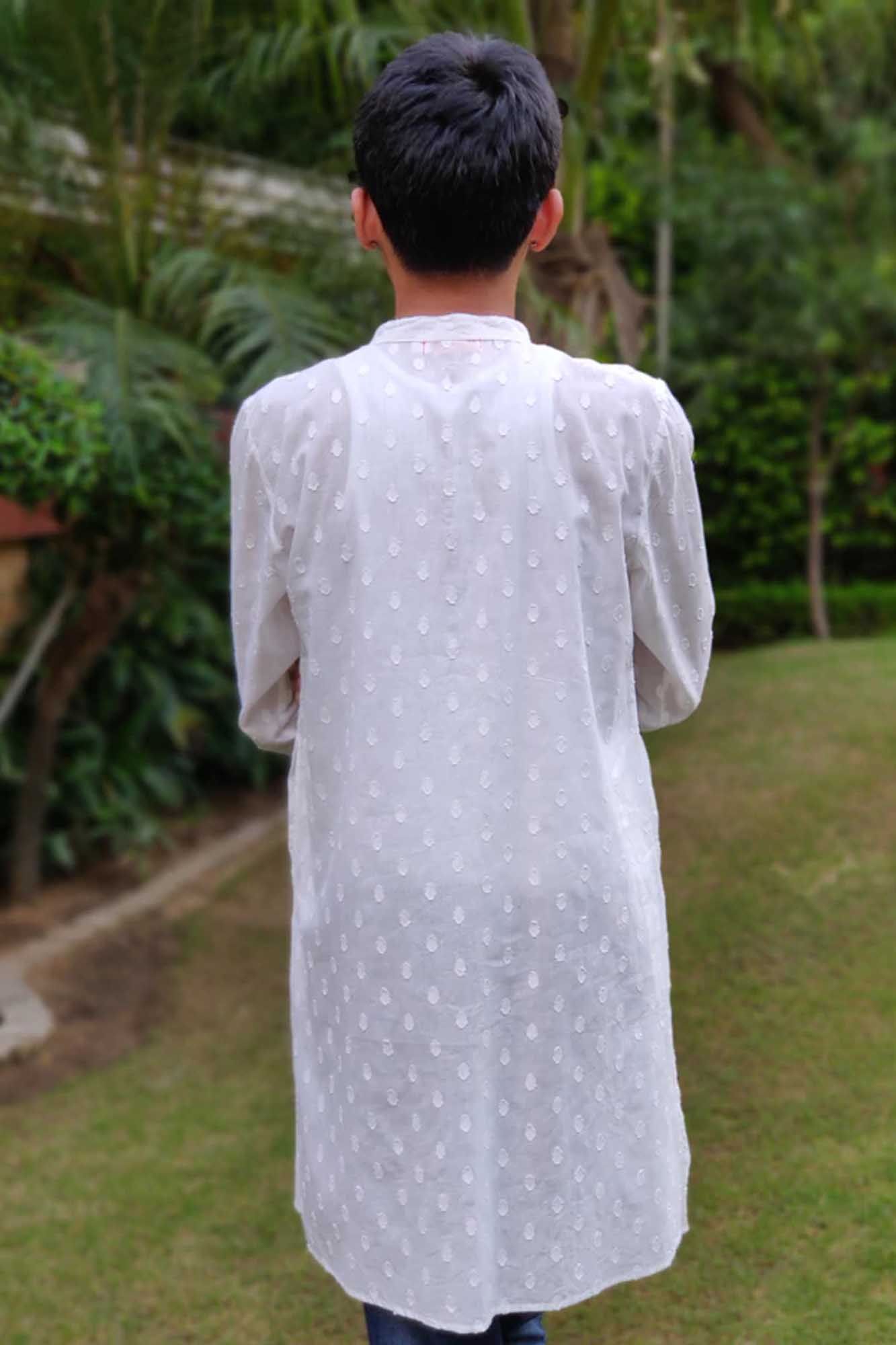 Boys Dobby White Kurta