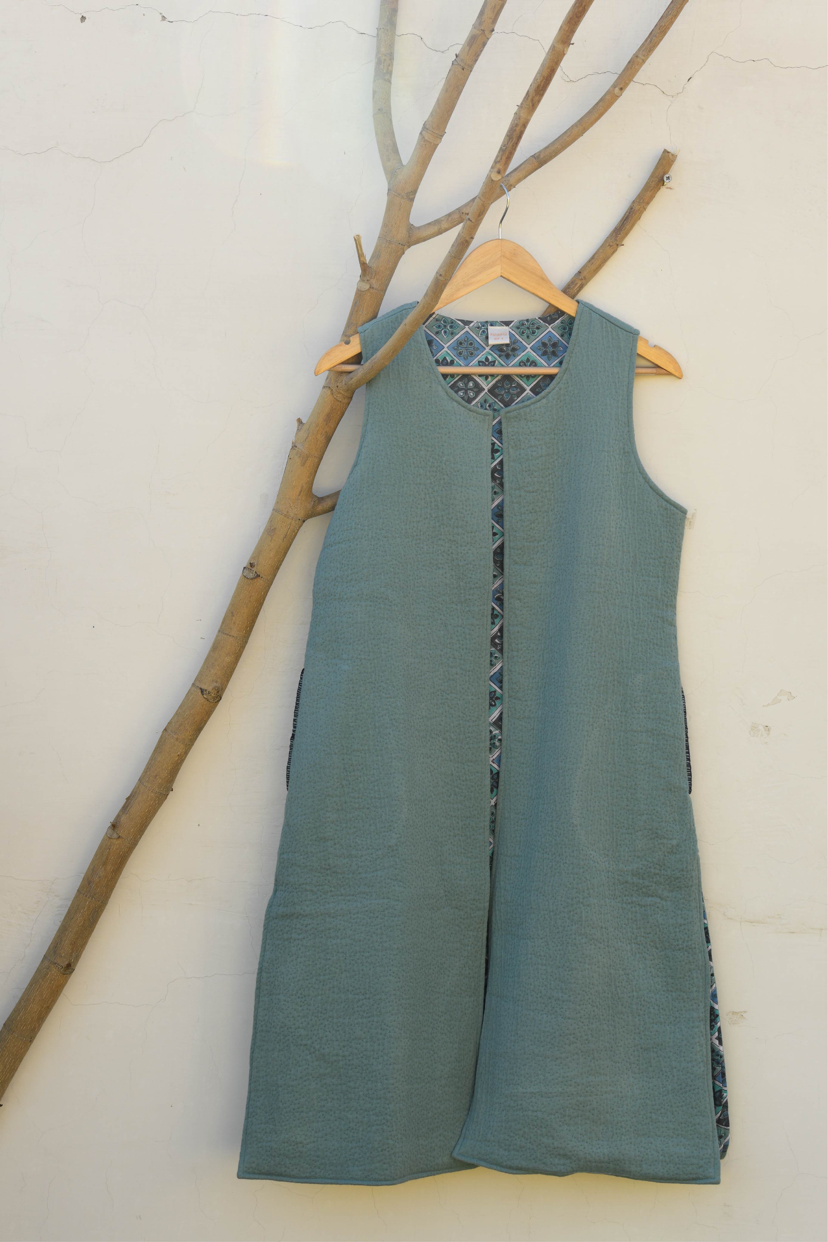 Women Aqua Blue Long Jacket