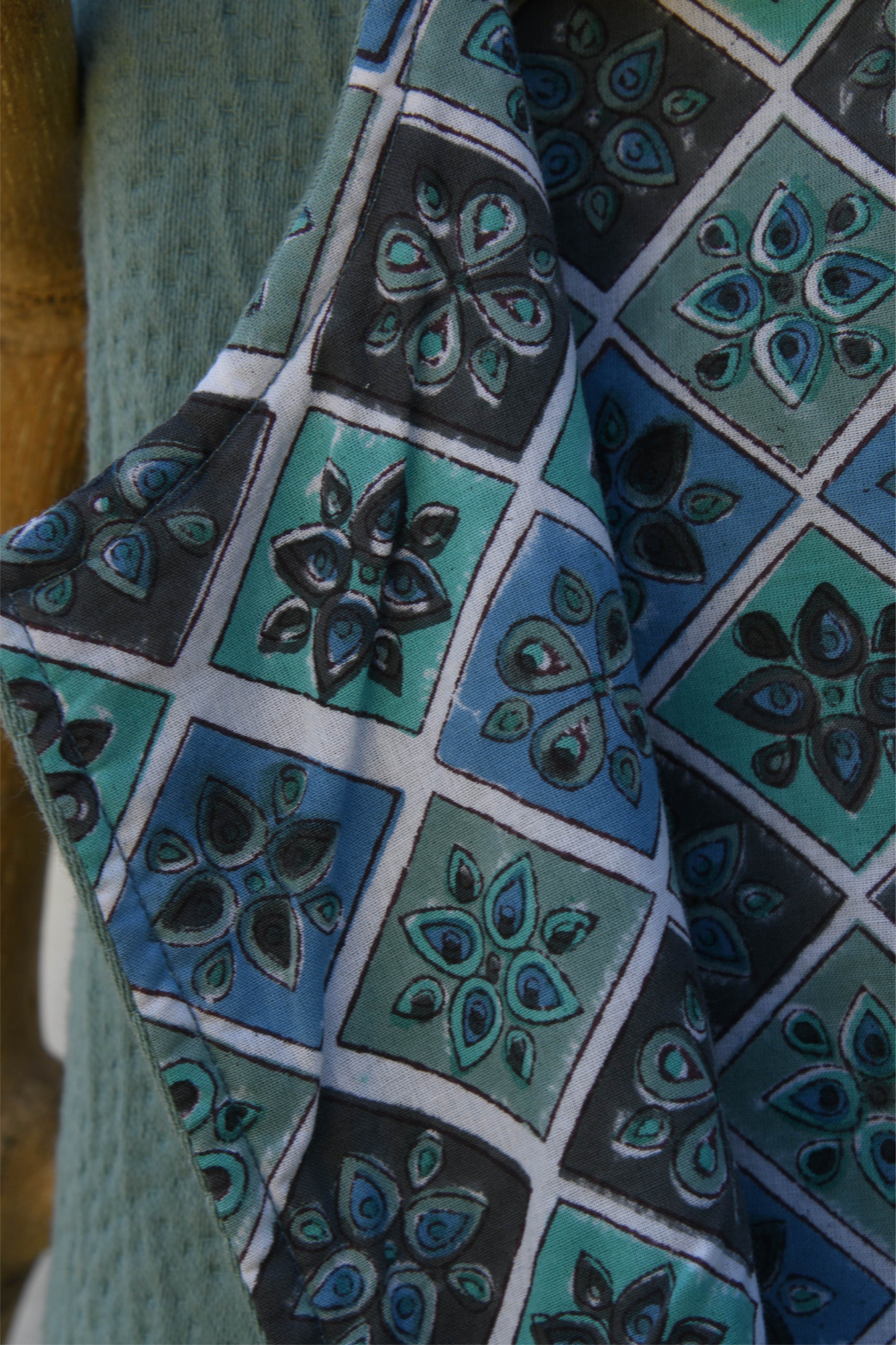 Women Aqua Blue Long Jacket