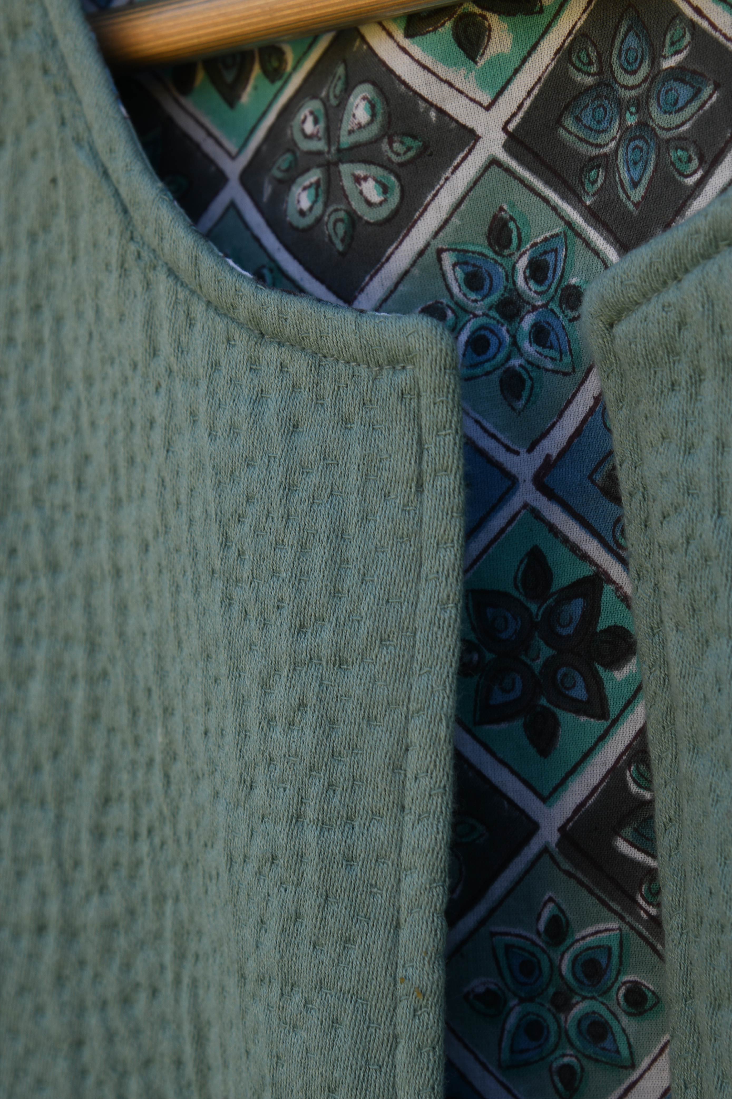 Women Aqua Blue Long Jacket