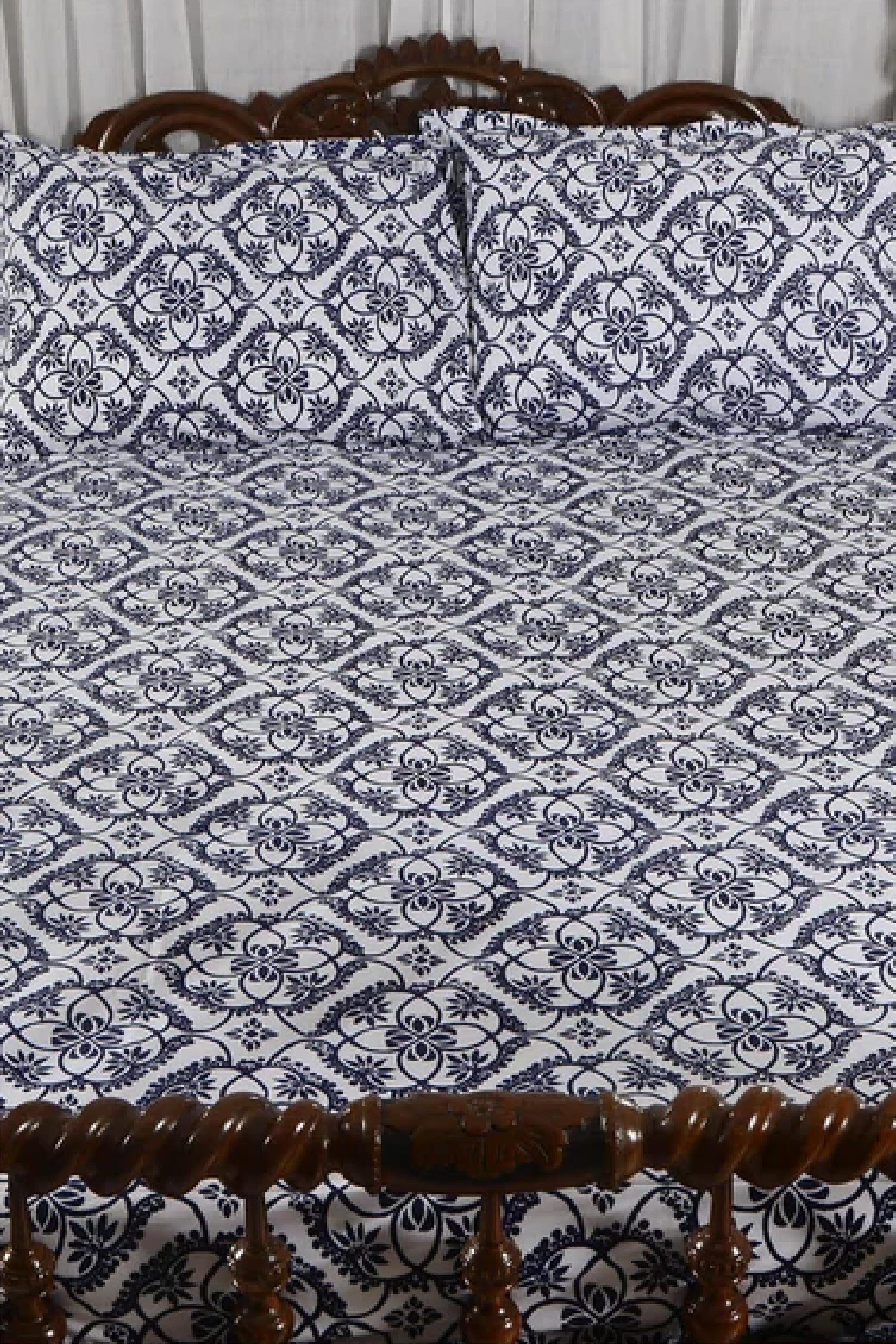 Blue Jaal - Bed Sheet