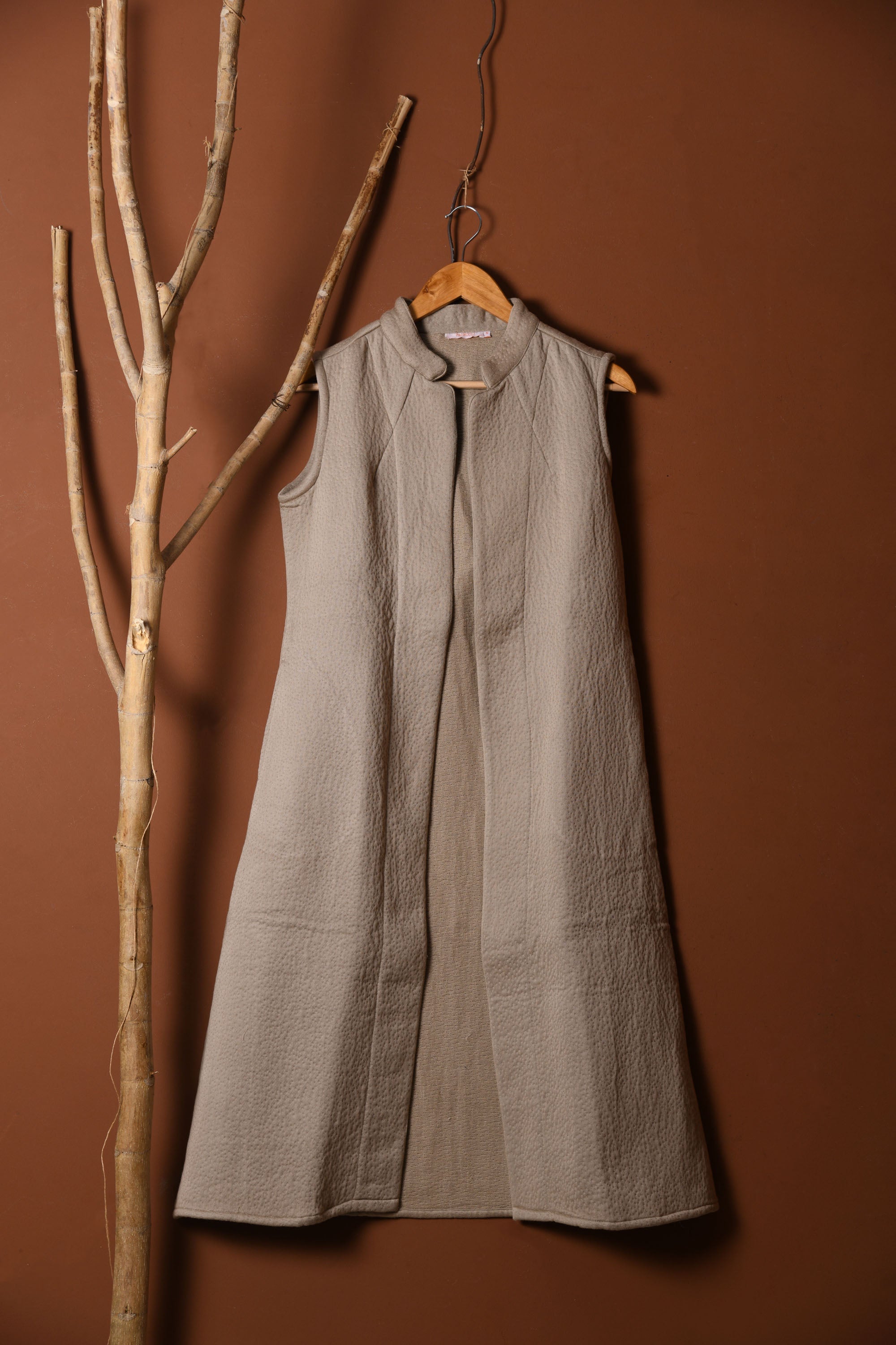 Women Taupe Long Jacket