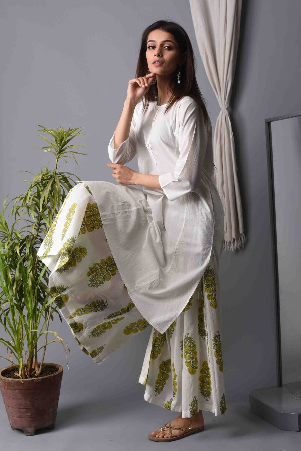 Women Palazzo - Green Buta