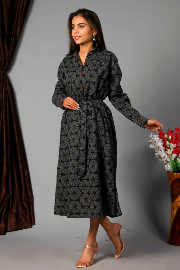 Women Dress Robe Noire Long Black