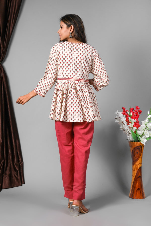 Women Top Bhopali Red Booti