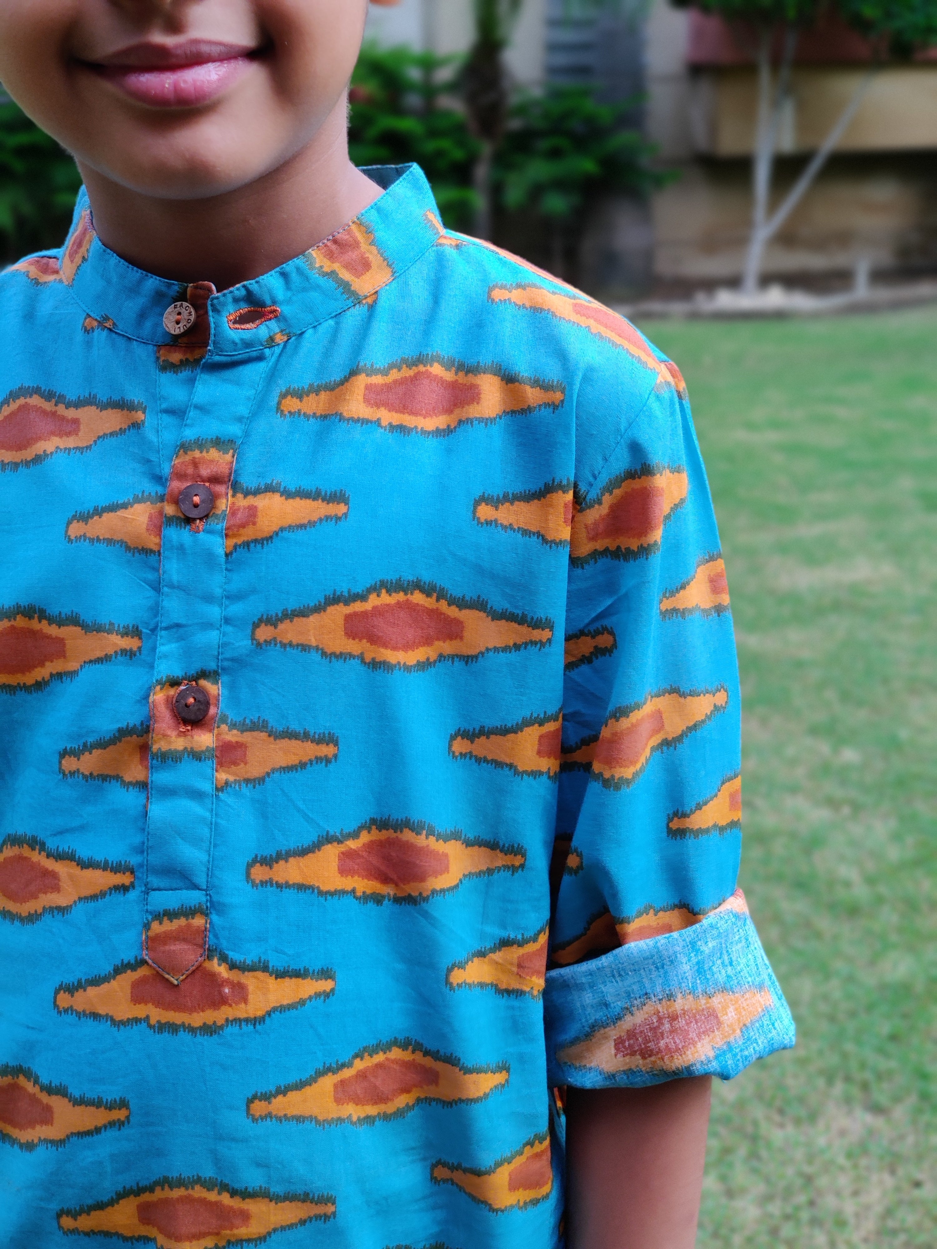Boy Kurta Blue Ikat