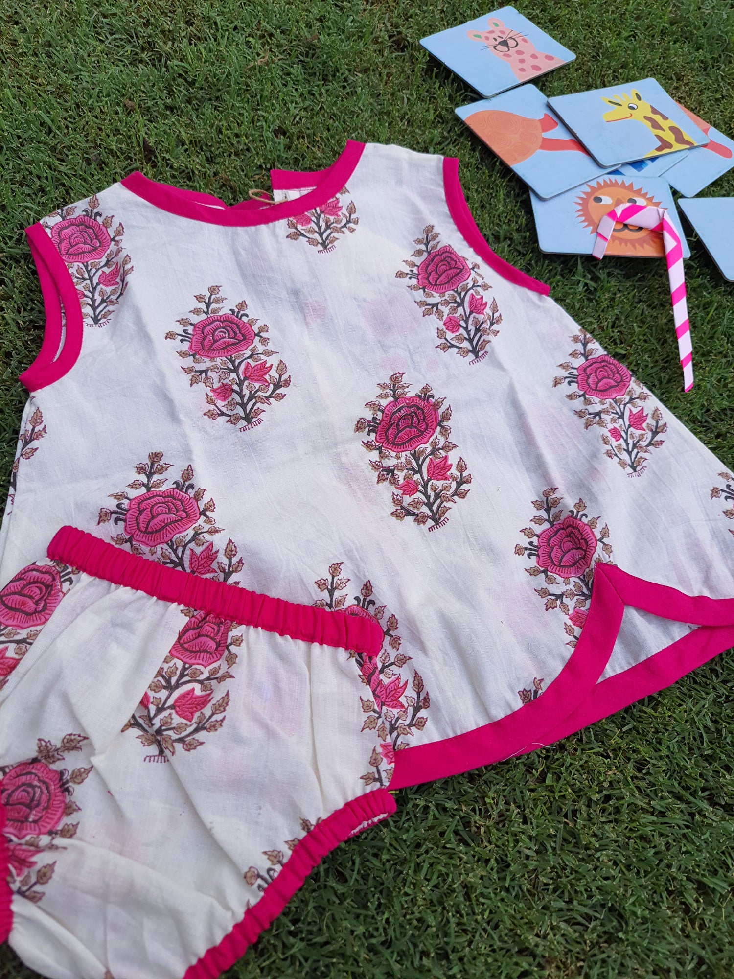 Mughal Pink - Infant Baby Dress With Shorts