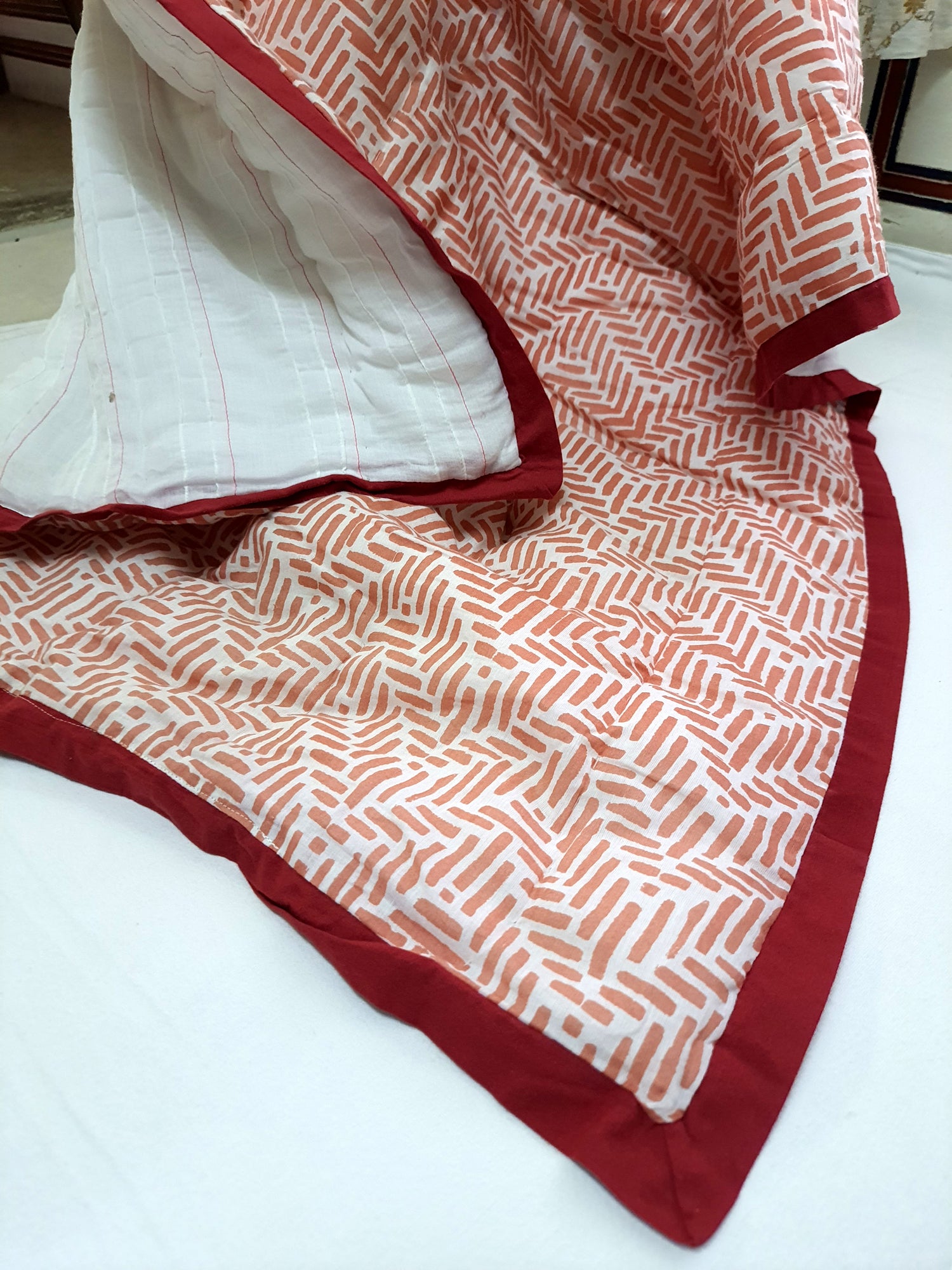 Baby Quilt-Peach Geometrical