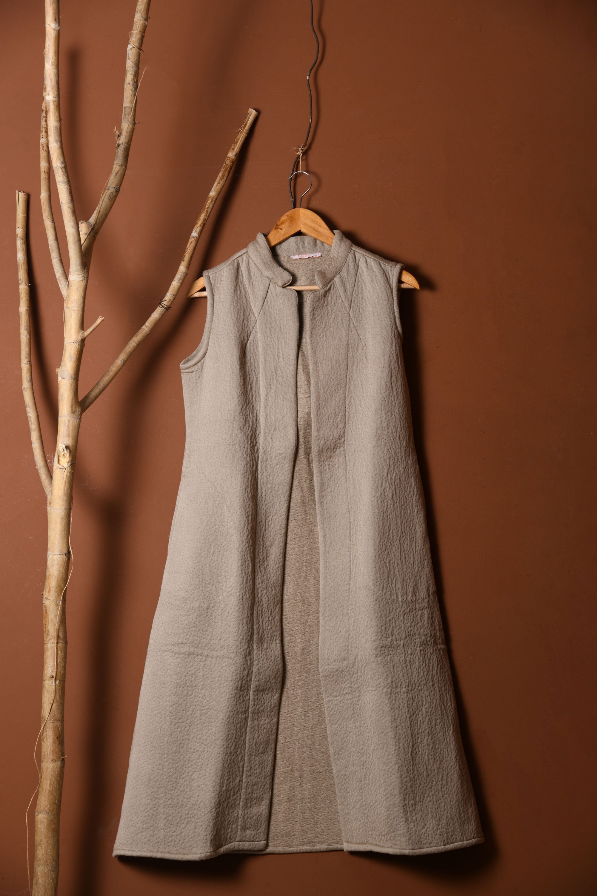 Women Taupe Long Jacket