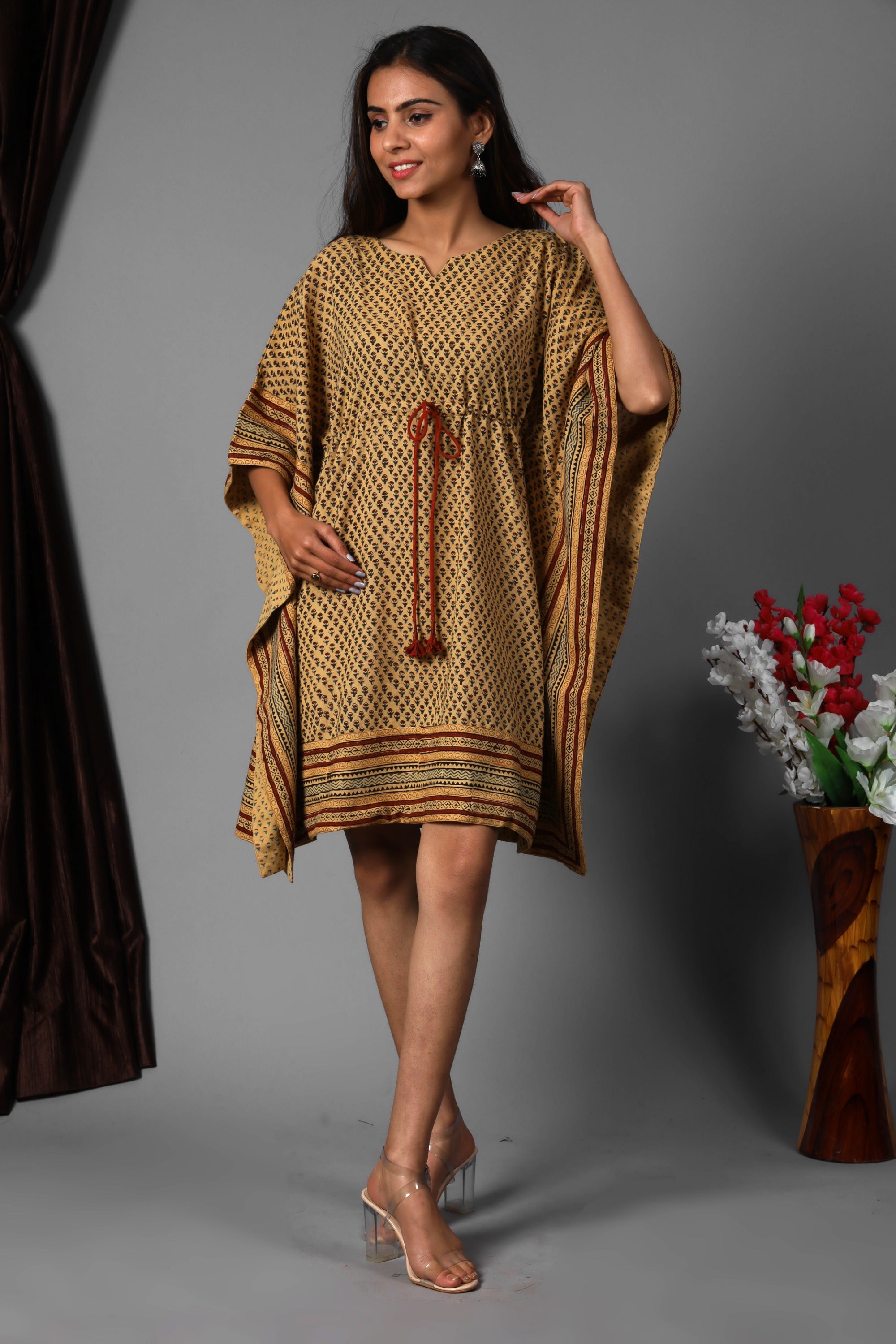 Kaftan Short Women Vegetable Dye