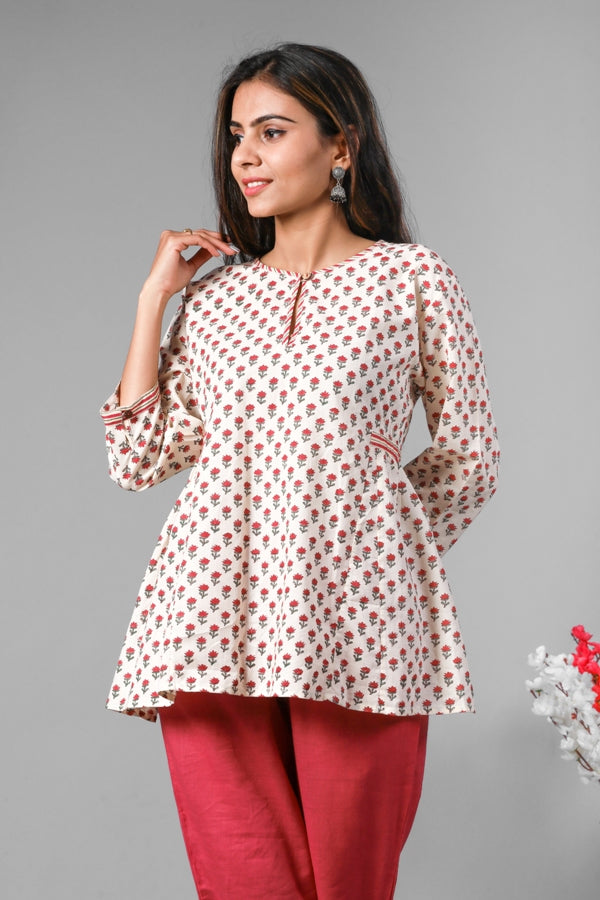 Women Top Bhopali Red Booti