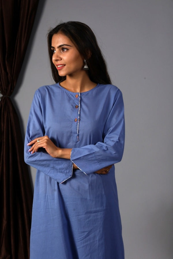 Blue Uneven Kurta Set S/2