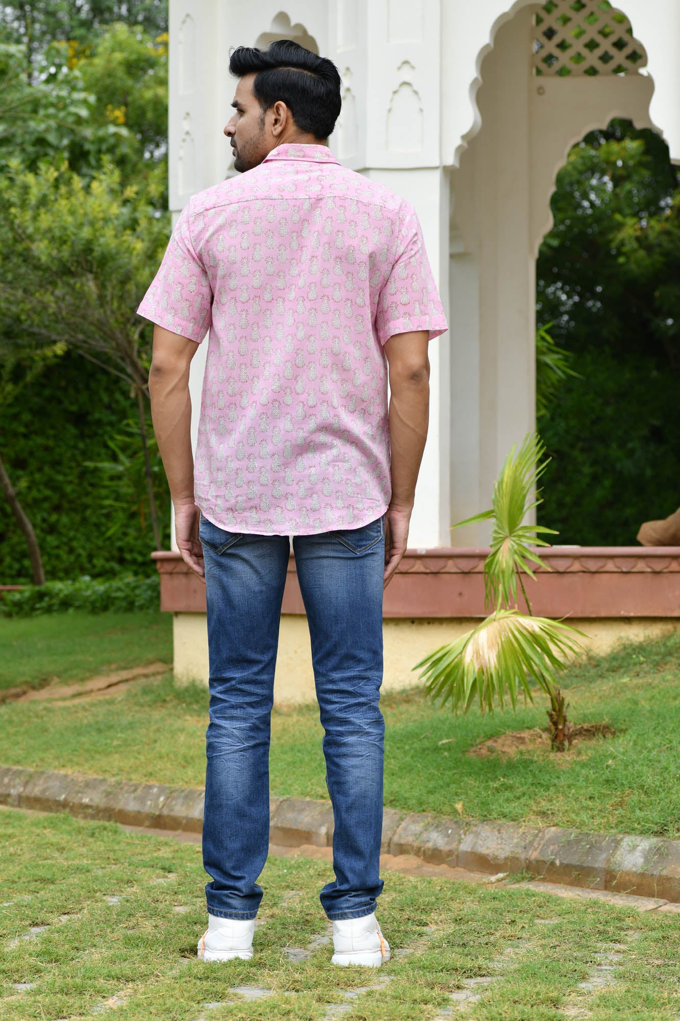 Shirt Half Sleeve Mens Pineapple Pink