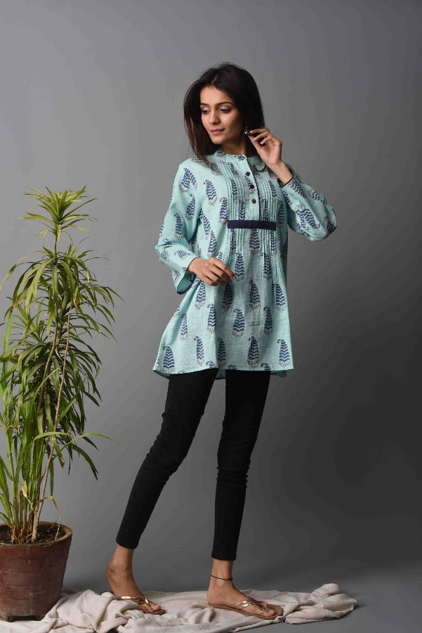 Women Arles Top - Ice Blue