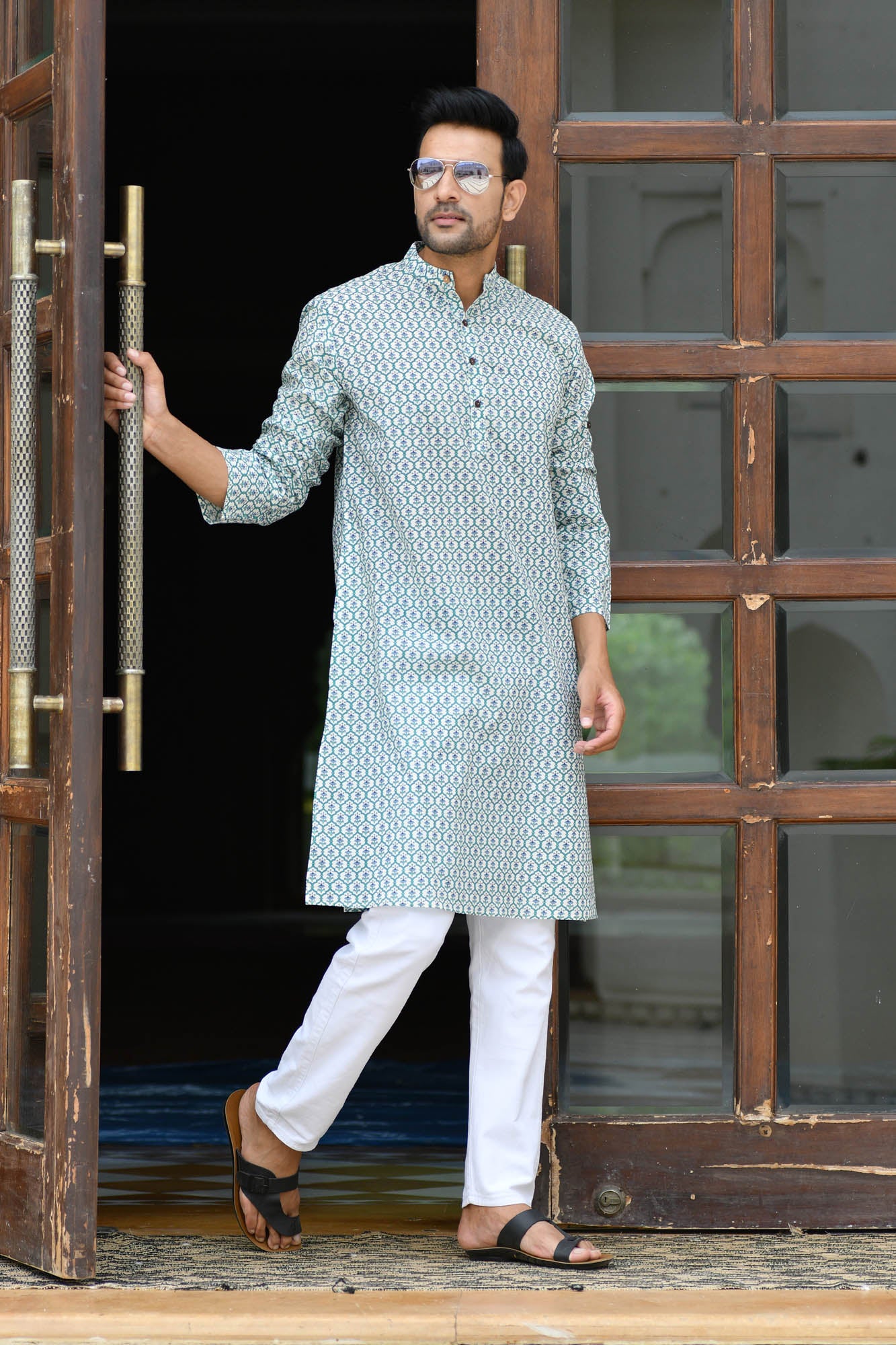 Kurta Long Mens Mehrab Green