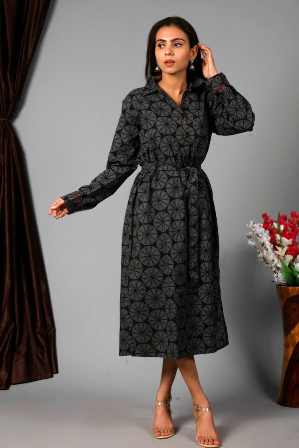 Women Dress Robe Noire Long Black