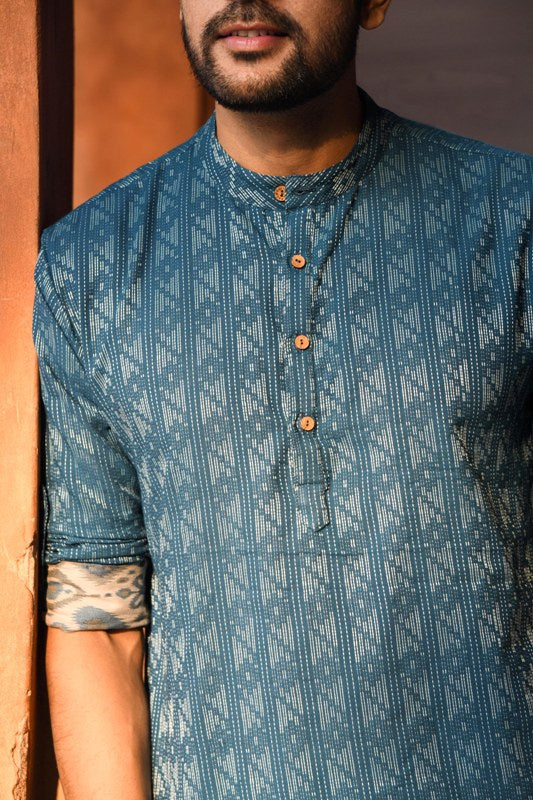 Blue Kantha Short Kurta