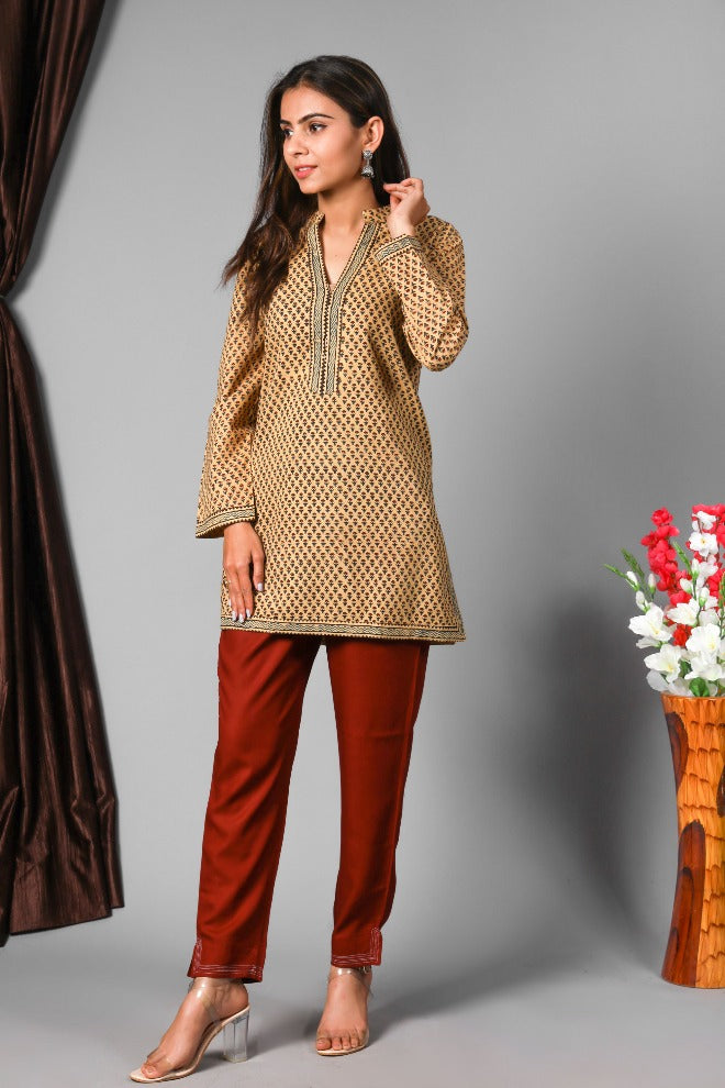 Women BPA Kurta-Vegetable Dye Blue Motif