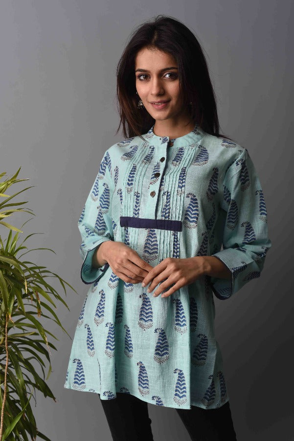 Women Arles Top - Ice Blue