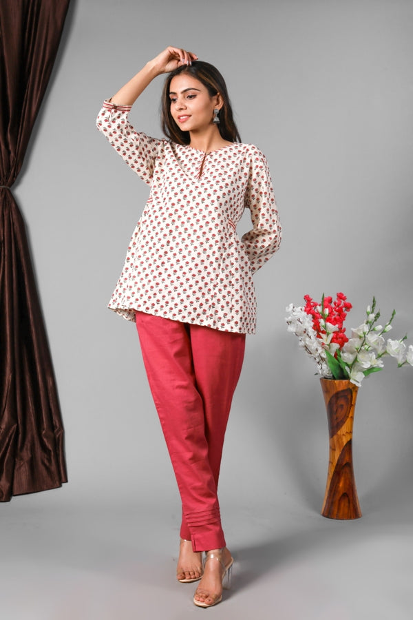 Women Top Bhopali Red Booti