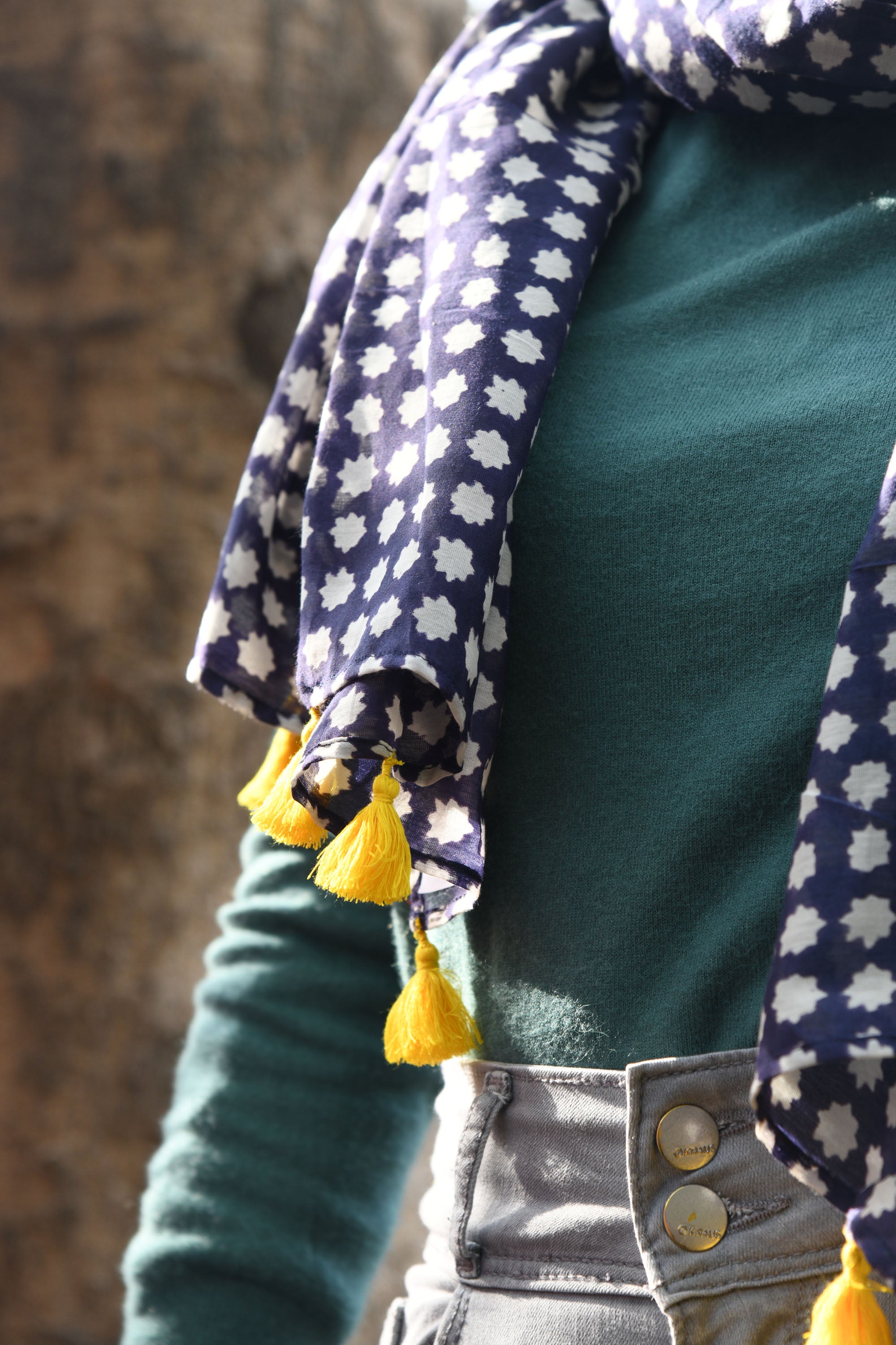 Women Scarf-Blue Star