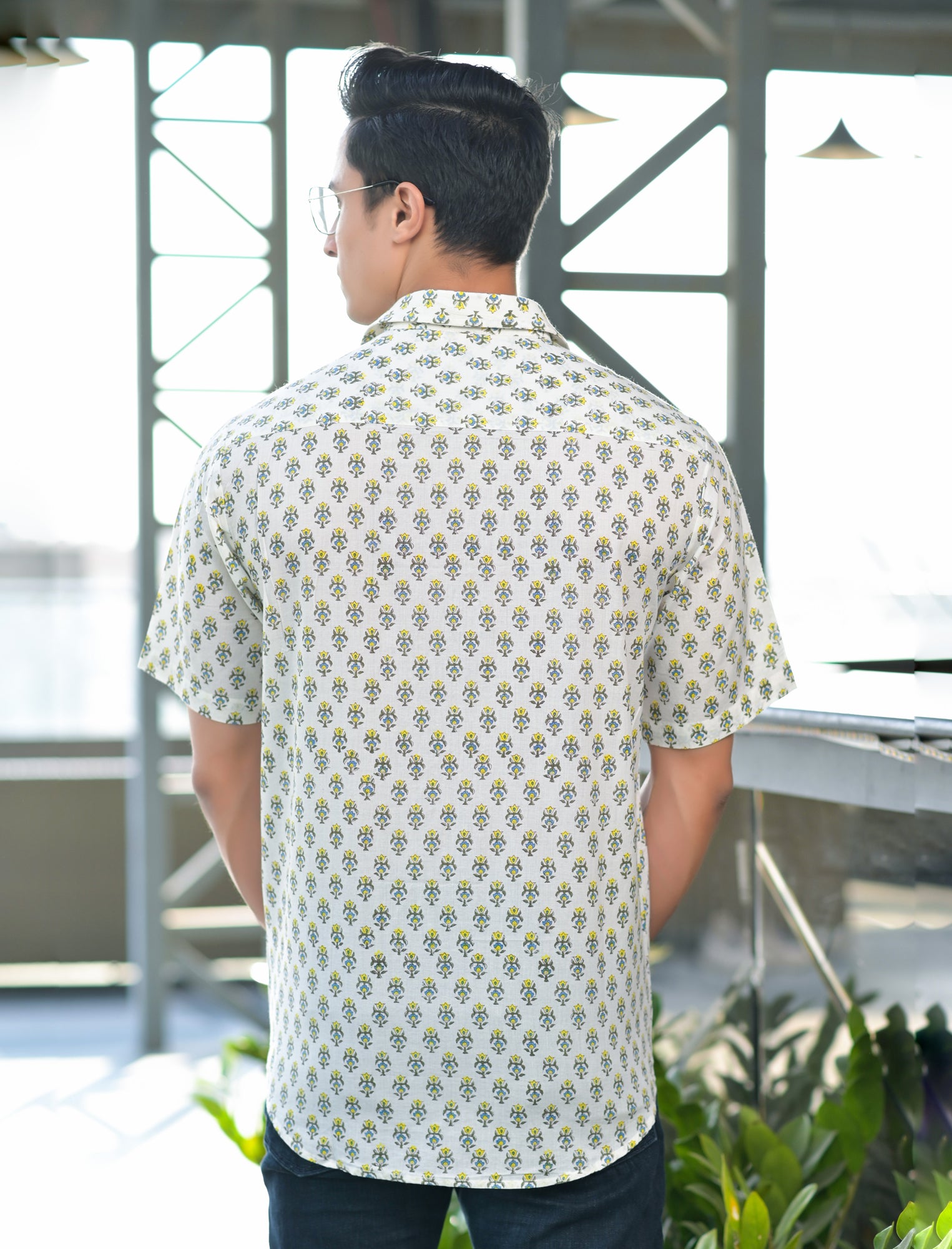 Men Green/Yellow Block Booti - Full Sleeve Shirt