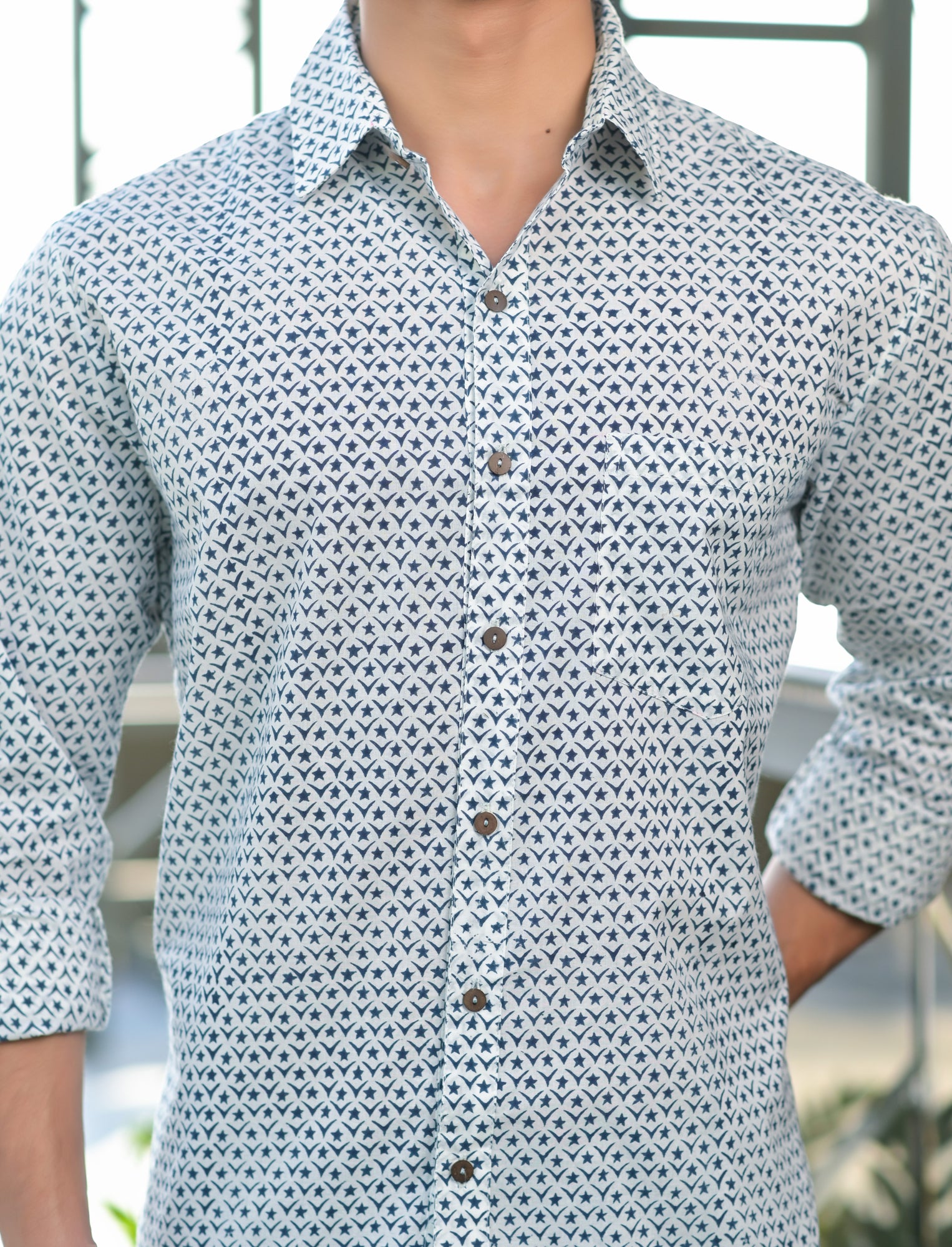 Shirt Full Sleeve Mens Galaxy Blue