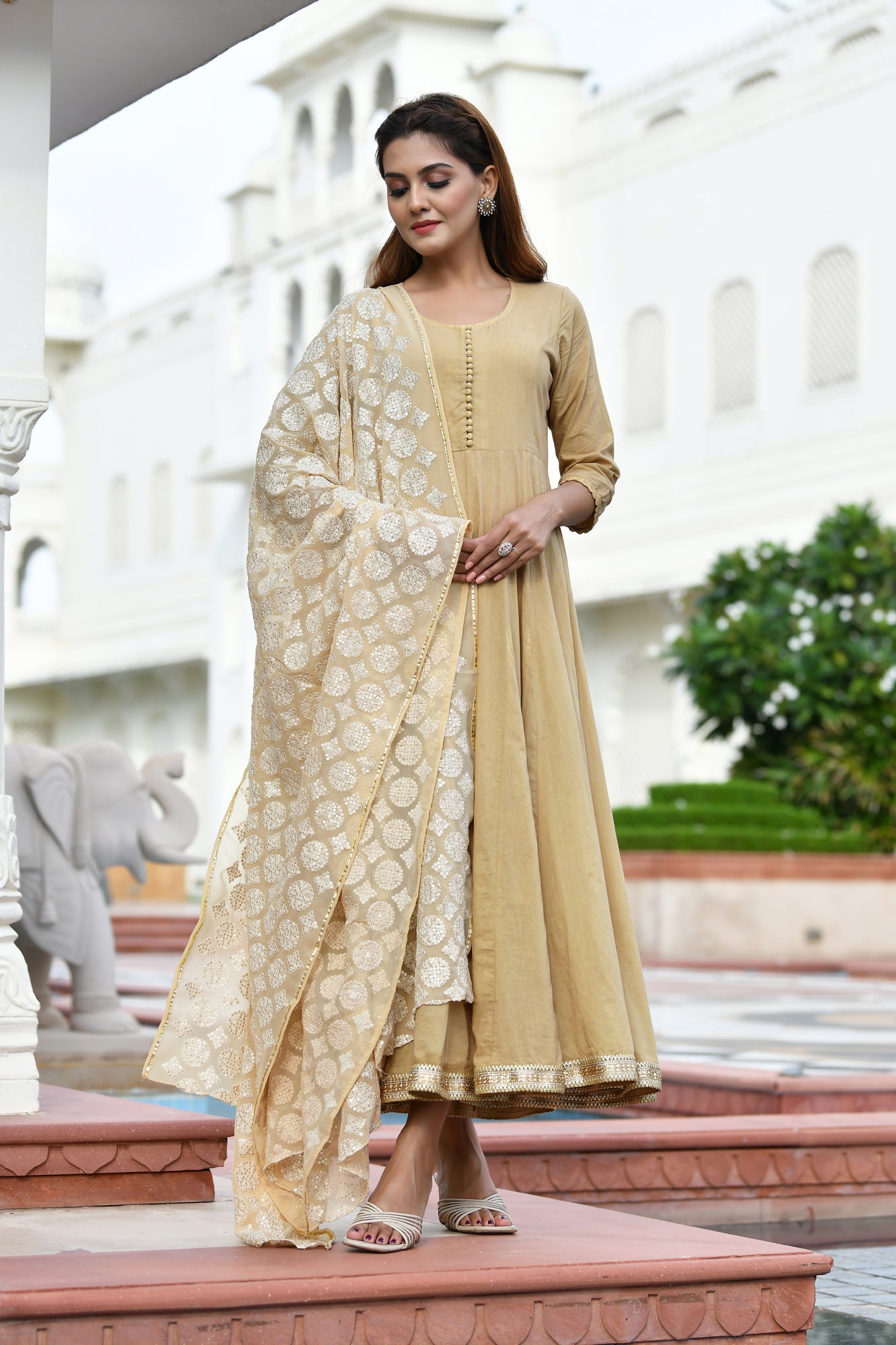 Kurta Set Of 2 Golden Kalidar