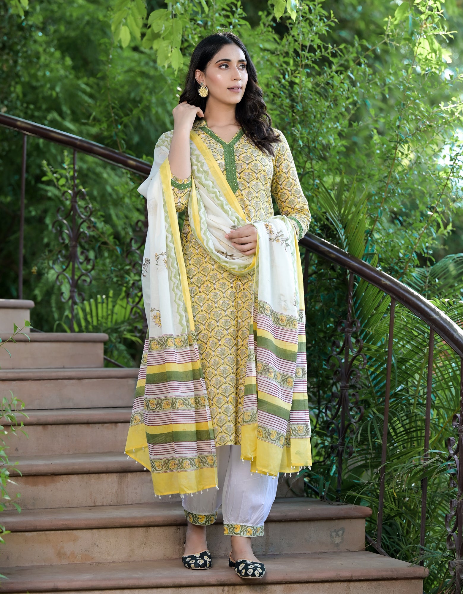 Women Yellow Lotus Suit-Set of 3