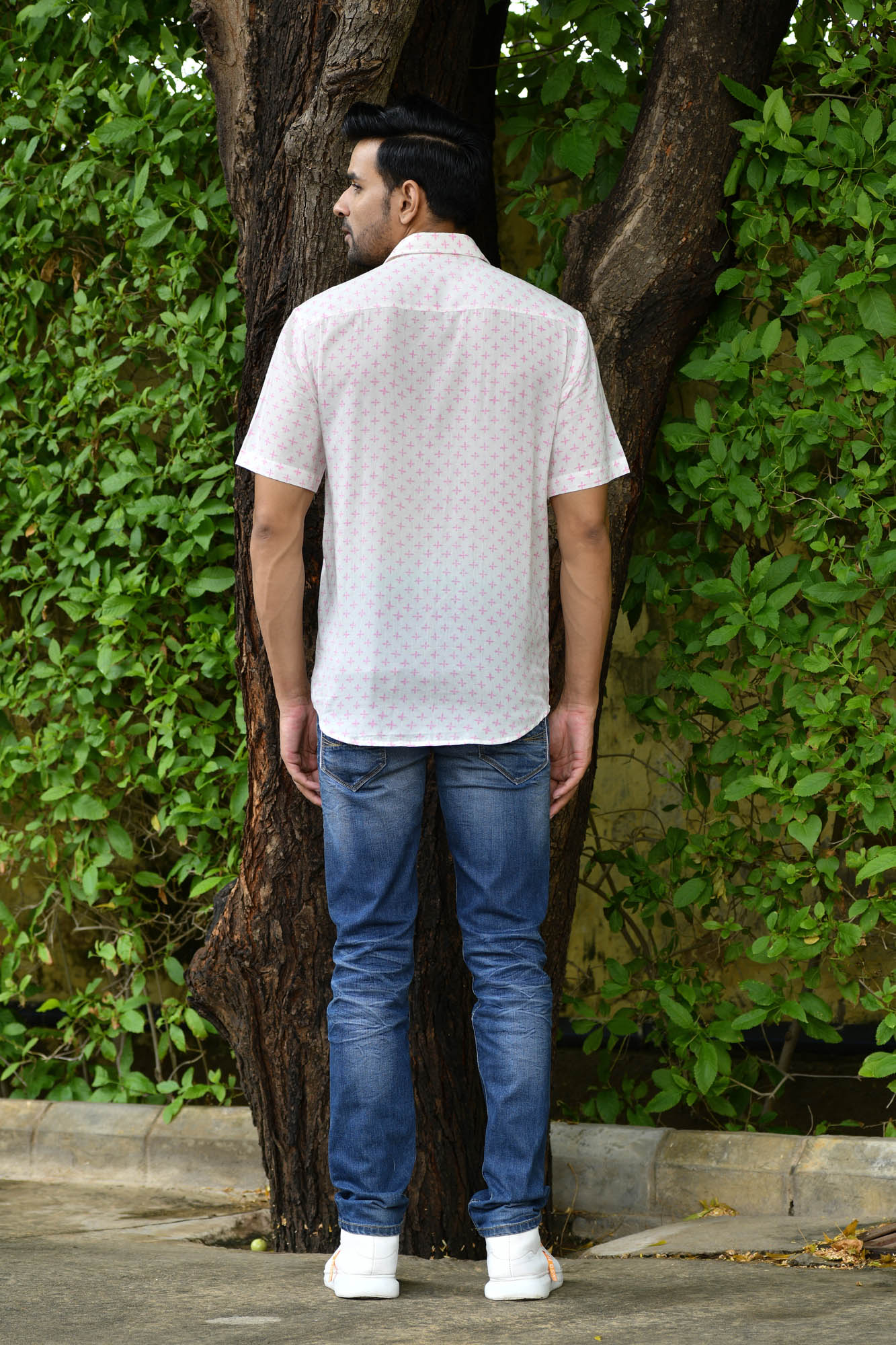 Shirt Half Sleeve Mens Mosaic Tile Pink