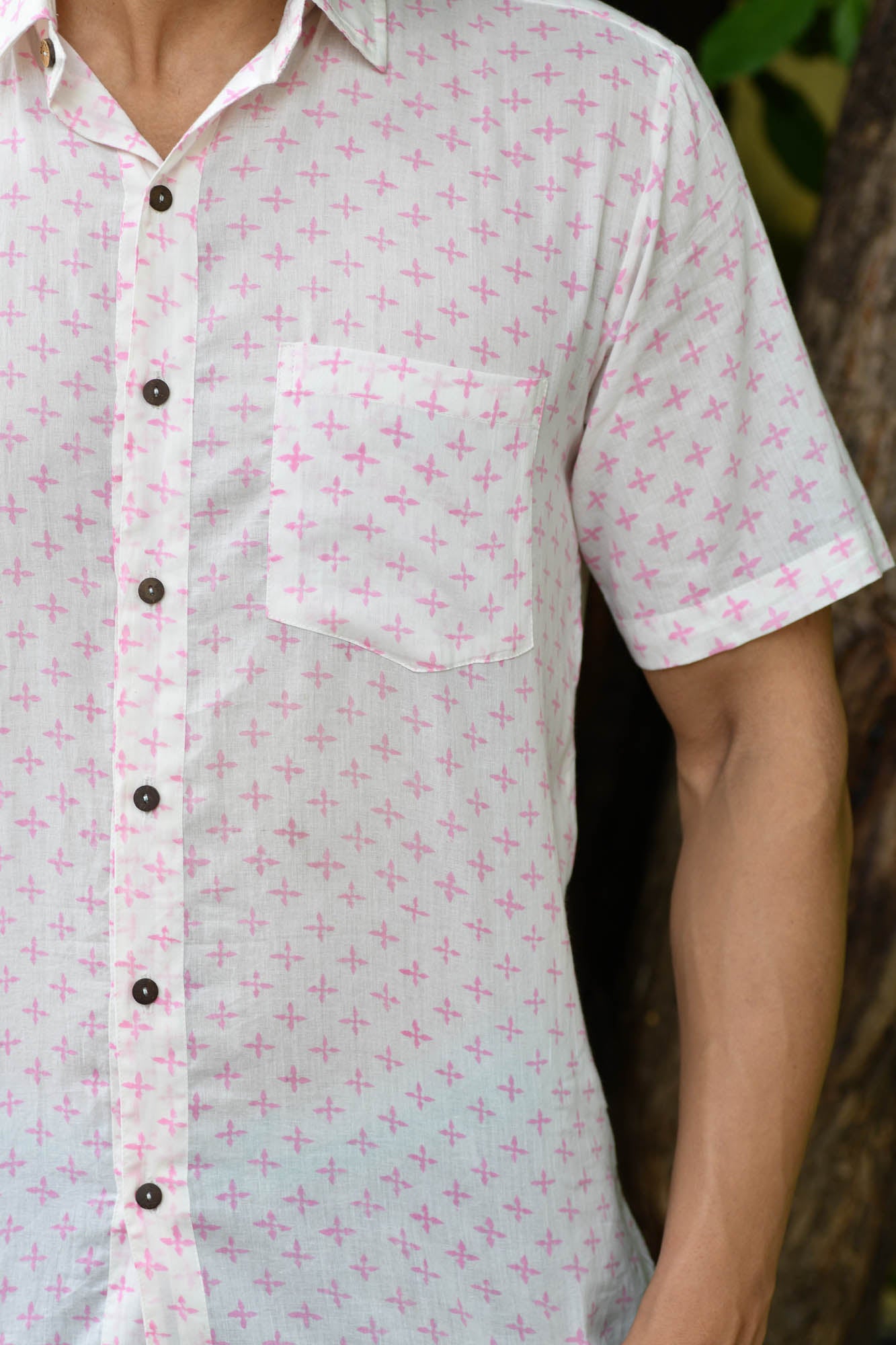 Shirt Half Sleeve Mens Mosaic Tile Pink