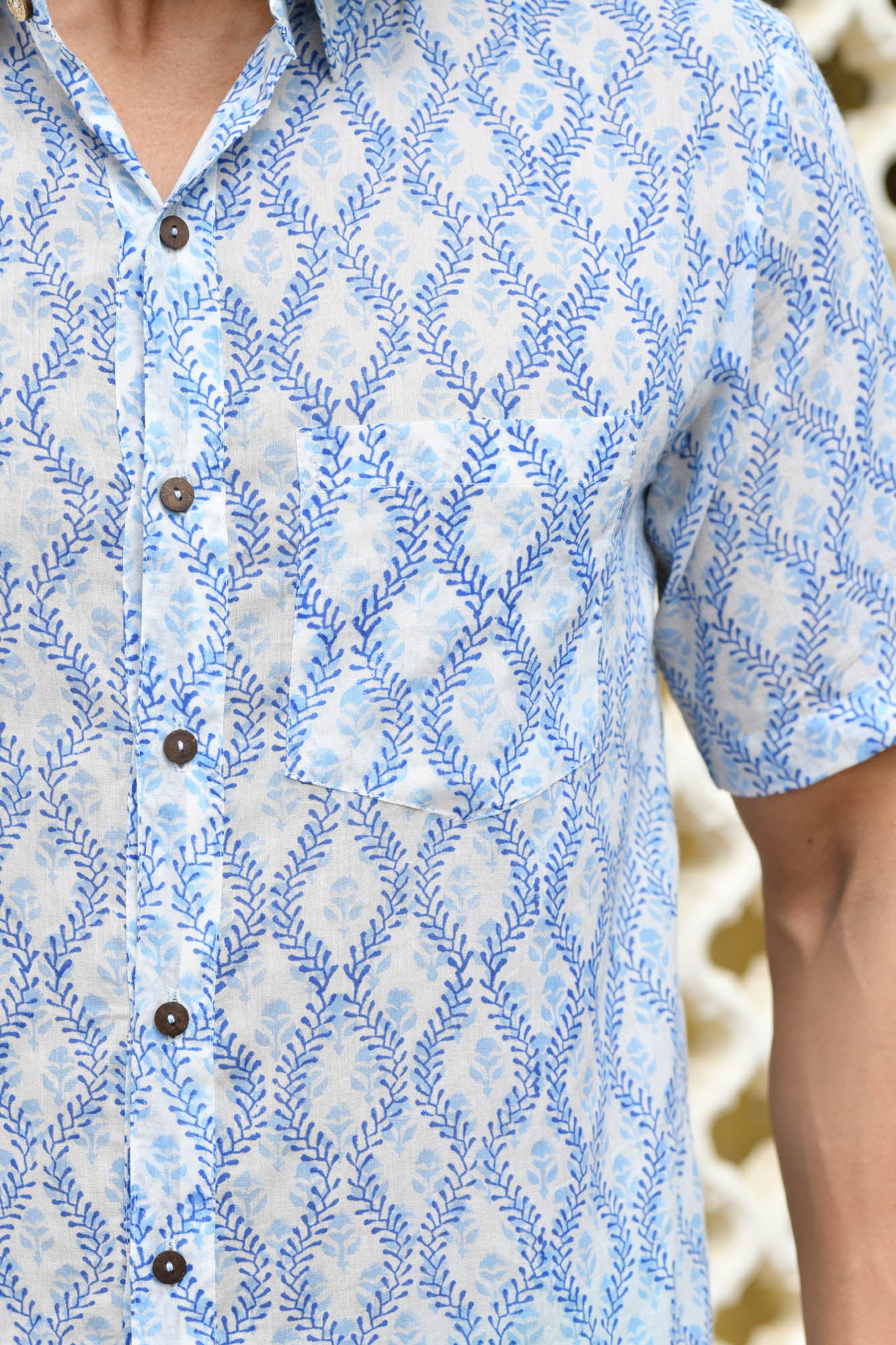 Shirt Half Sleeve Mens Jaal Blue
