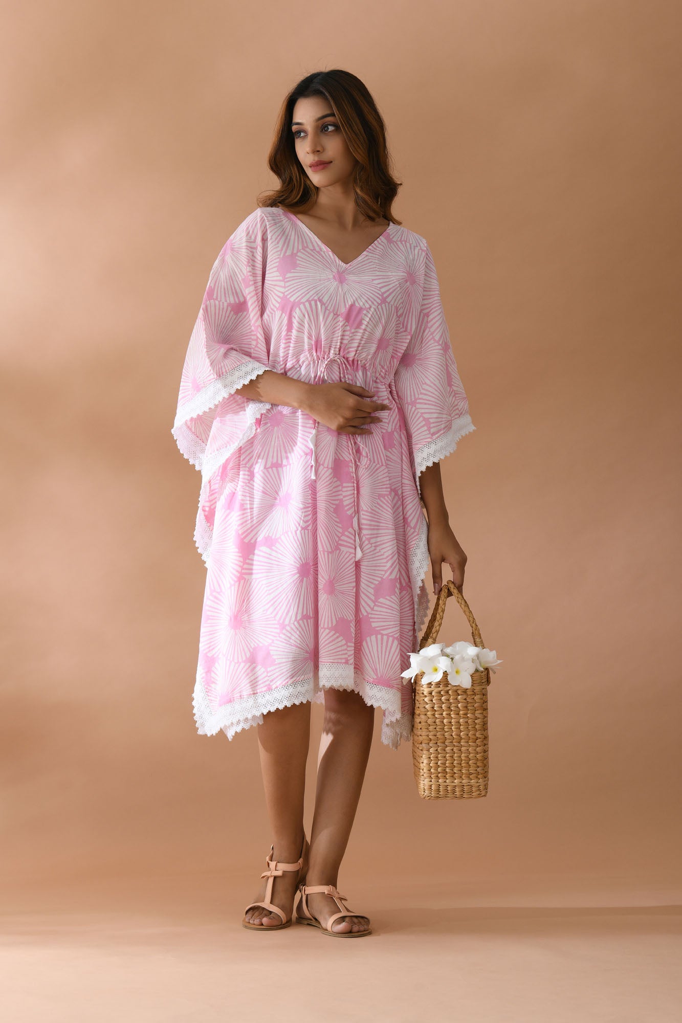 Kaftan Short Women Geometrical Pink